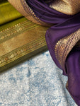 Handwoven Maheshwari Kurta Dupatta Set - Lime Green & Purple