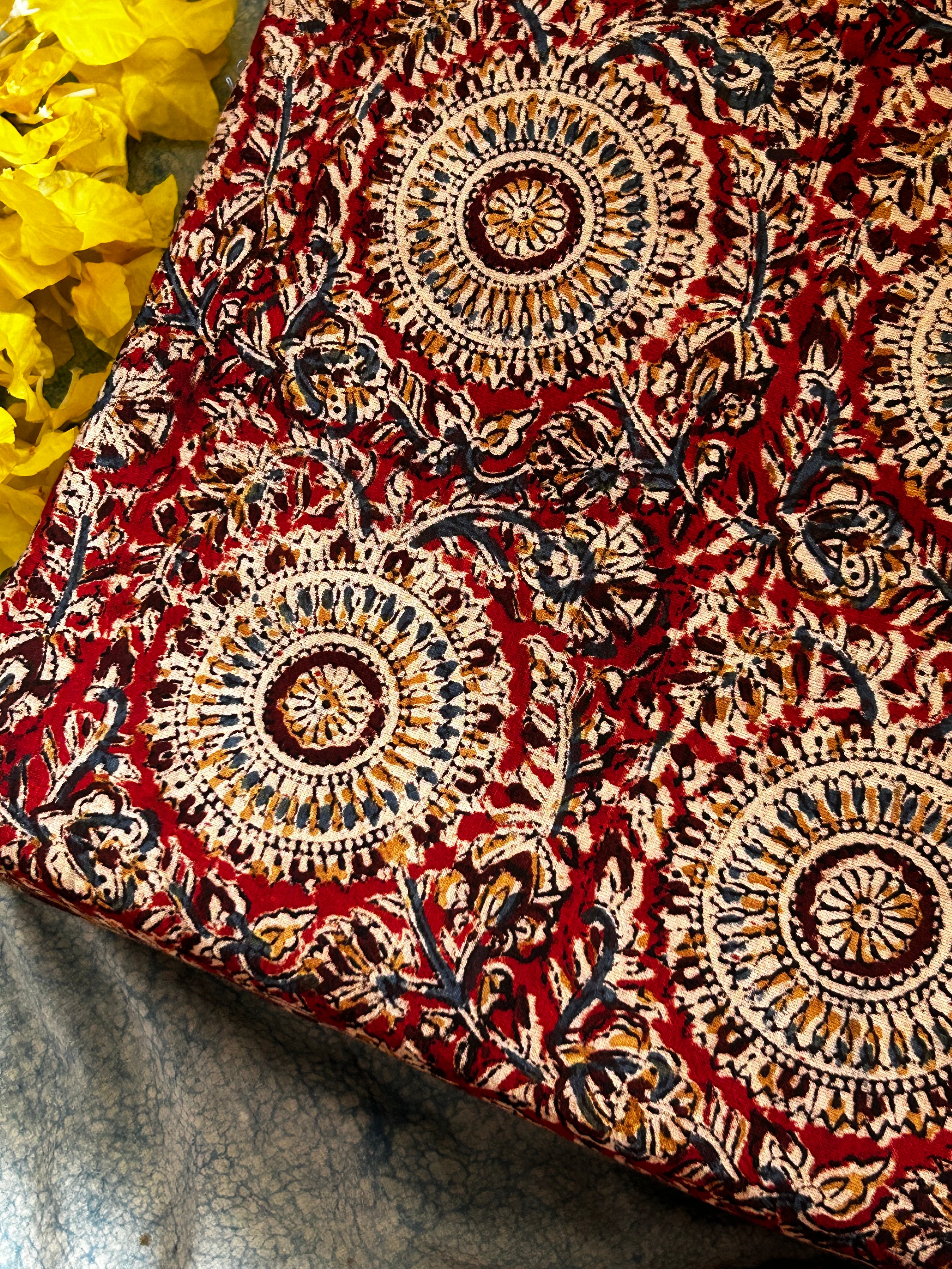 Pedana Hand Block Printed Kalamkari Natural Dyed Cotton Fabric Kurta