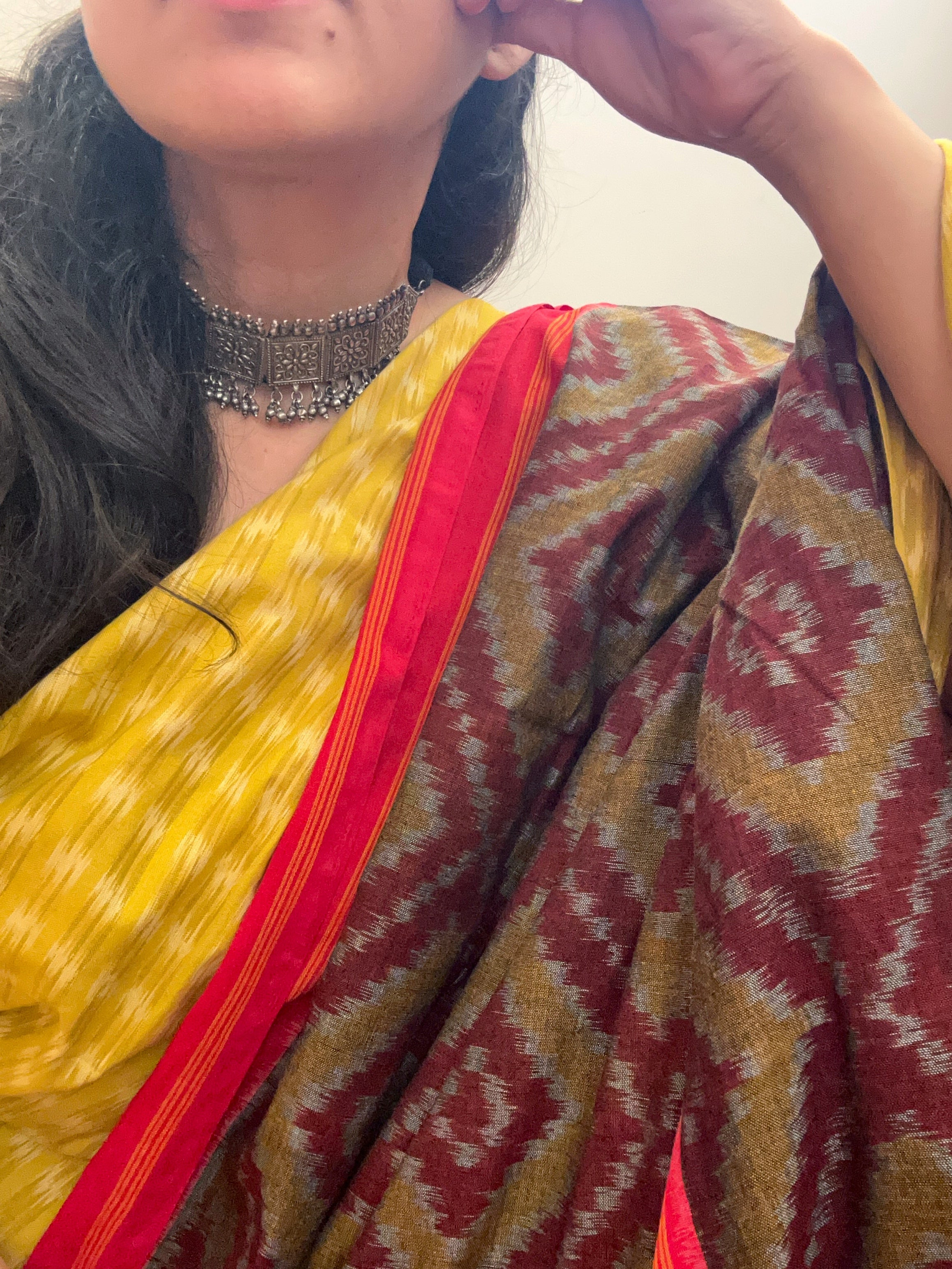 Handwoven Double Ikat Kurta Telia Dupatta Set