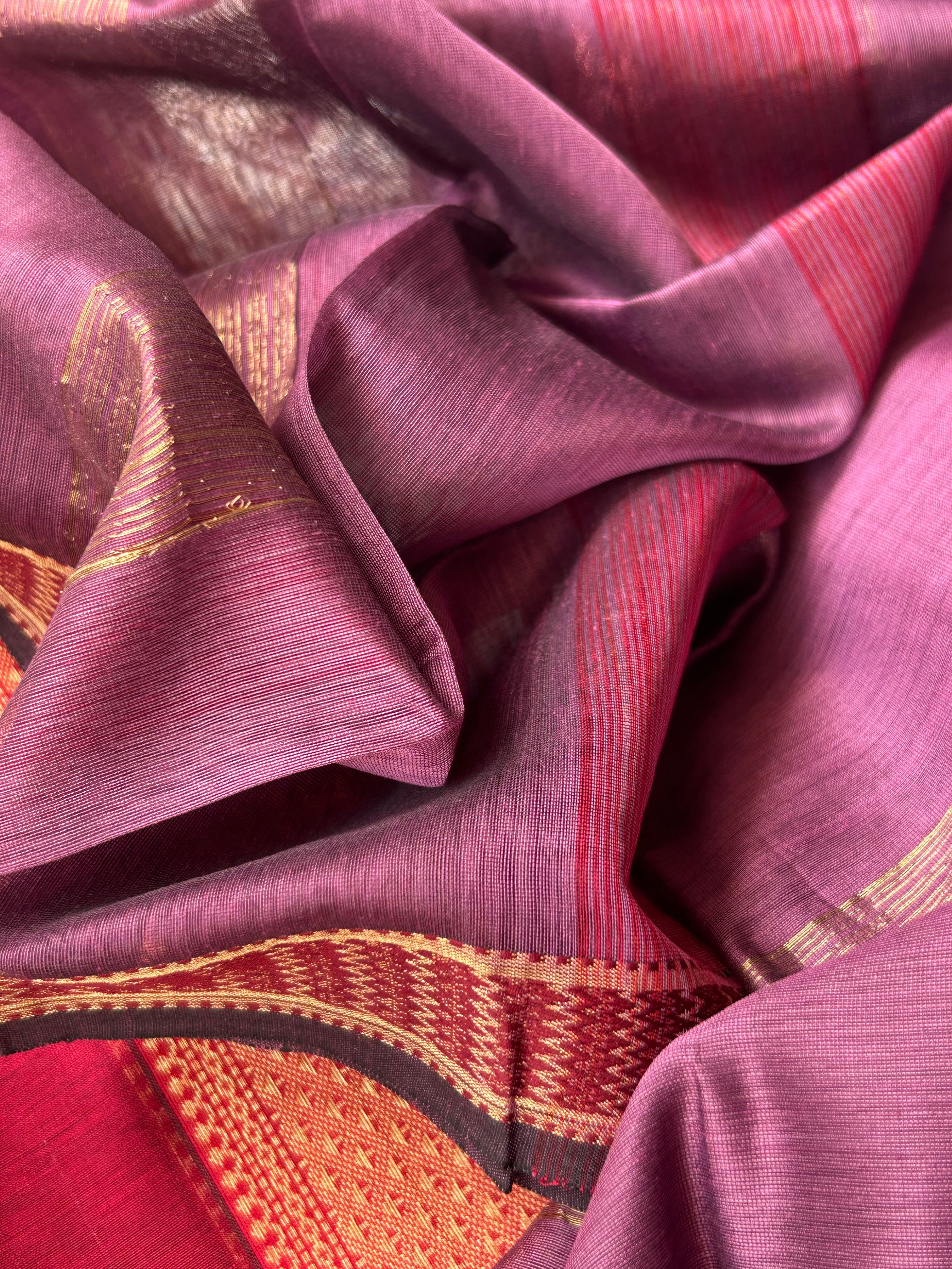 Handwoven Maheshwari Kurta Dupatta Set - Maroon & Mauve