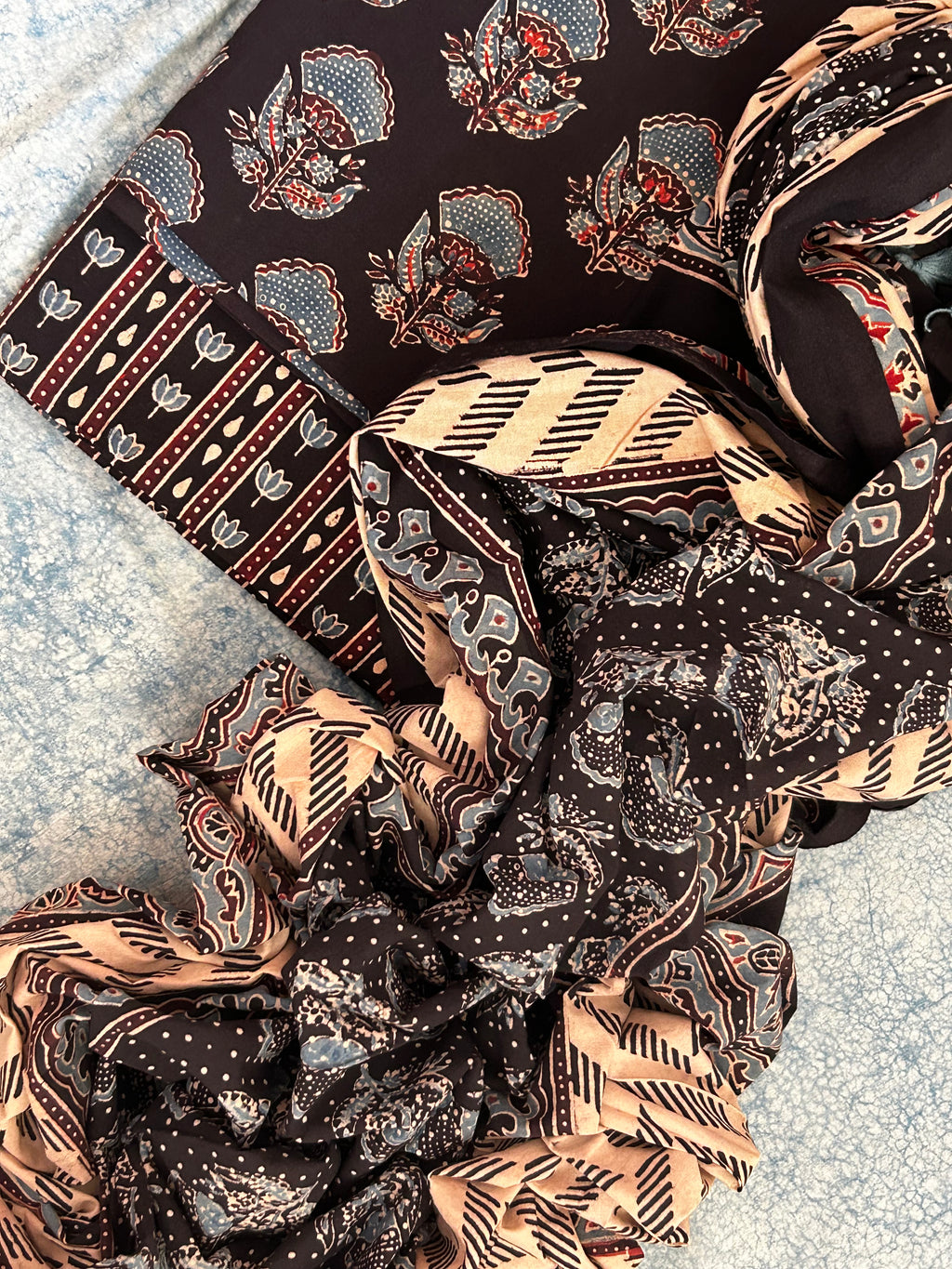Natural Dyes Handblock Ajrakh Cotton Suit