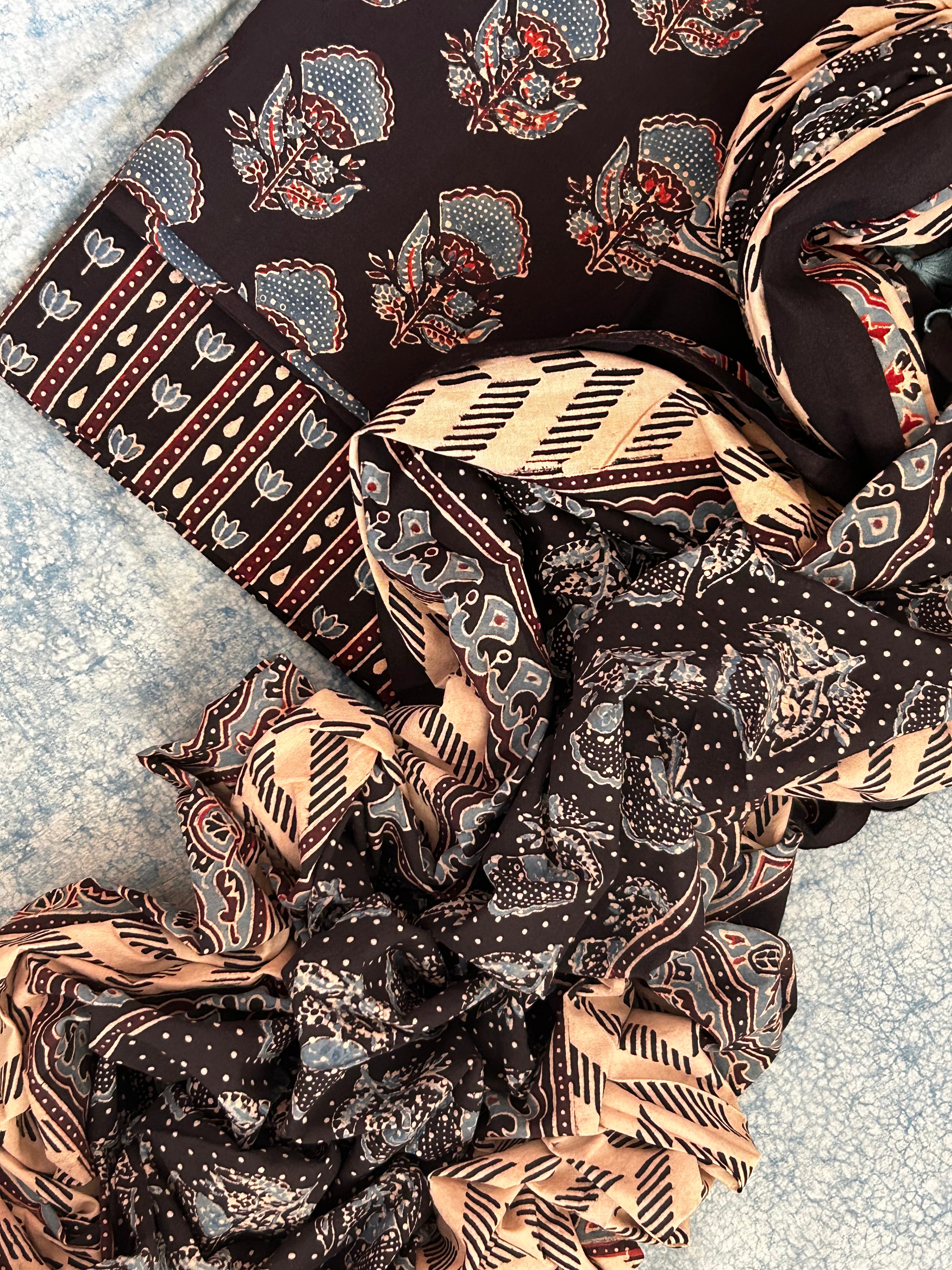 Natural Dyes Handblock Ajrakh Cotton Suit