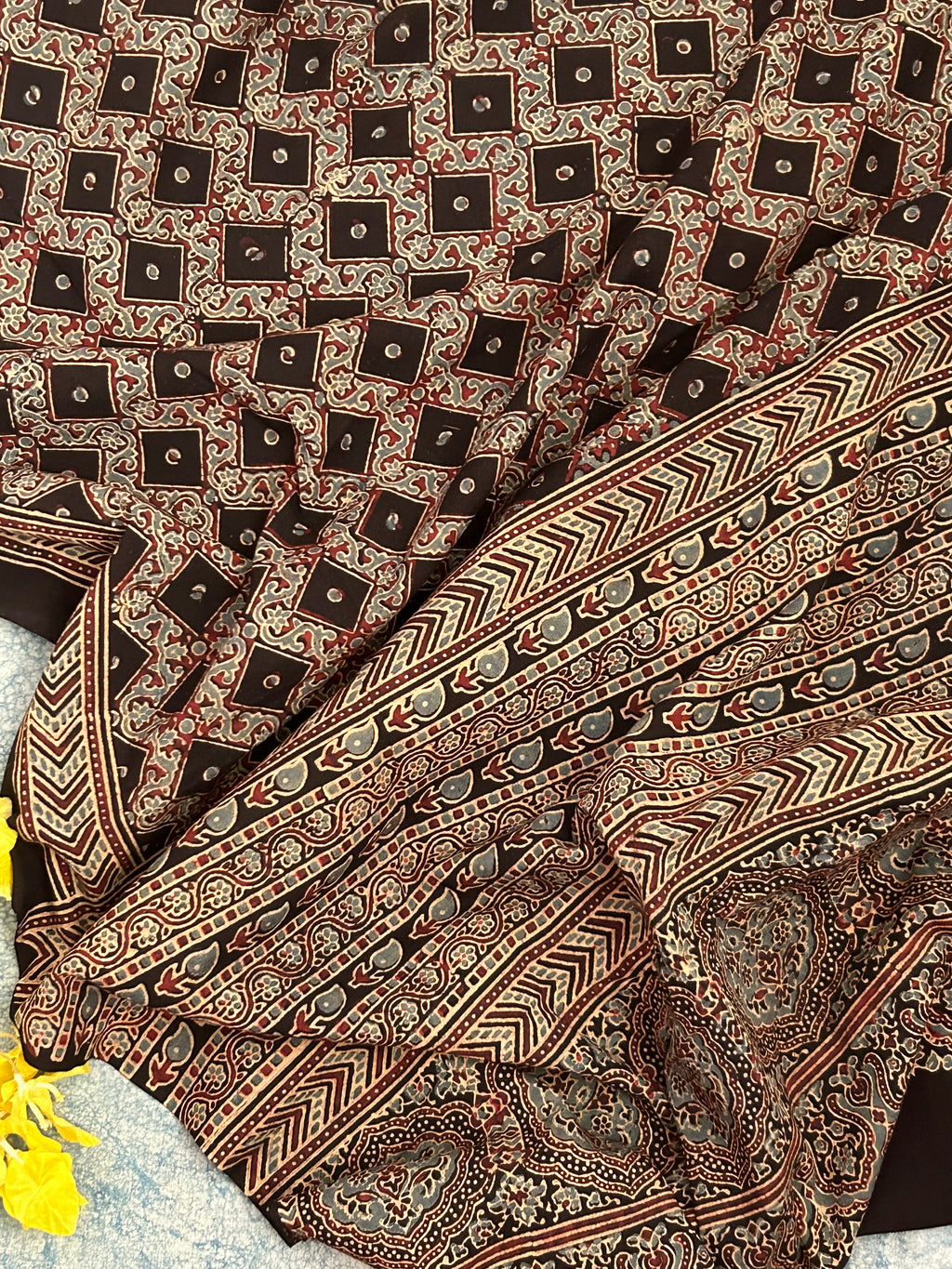 Natural Dyes Hand Block Ajrakh Dupatta