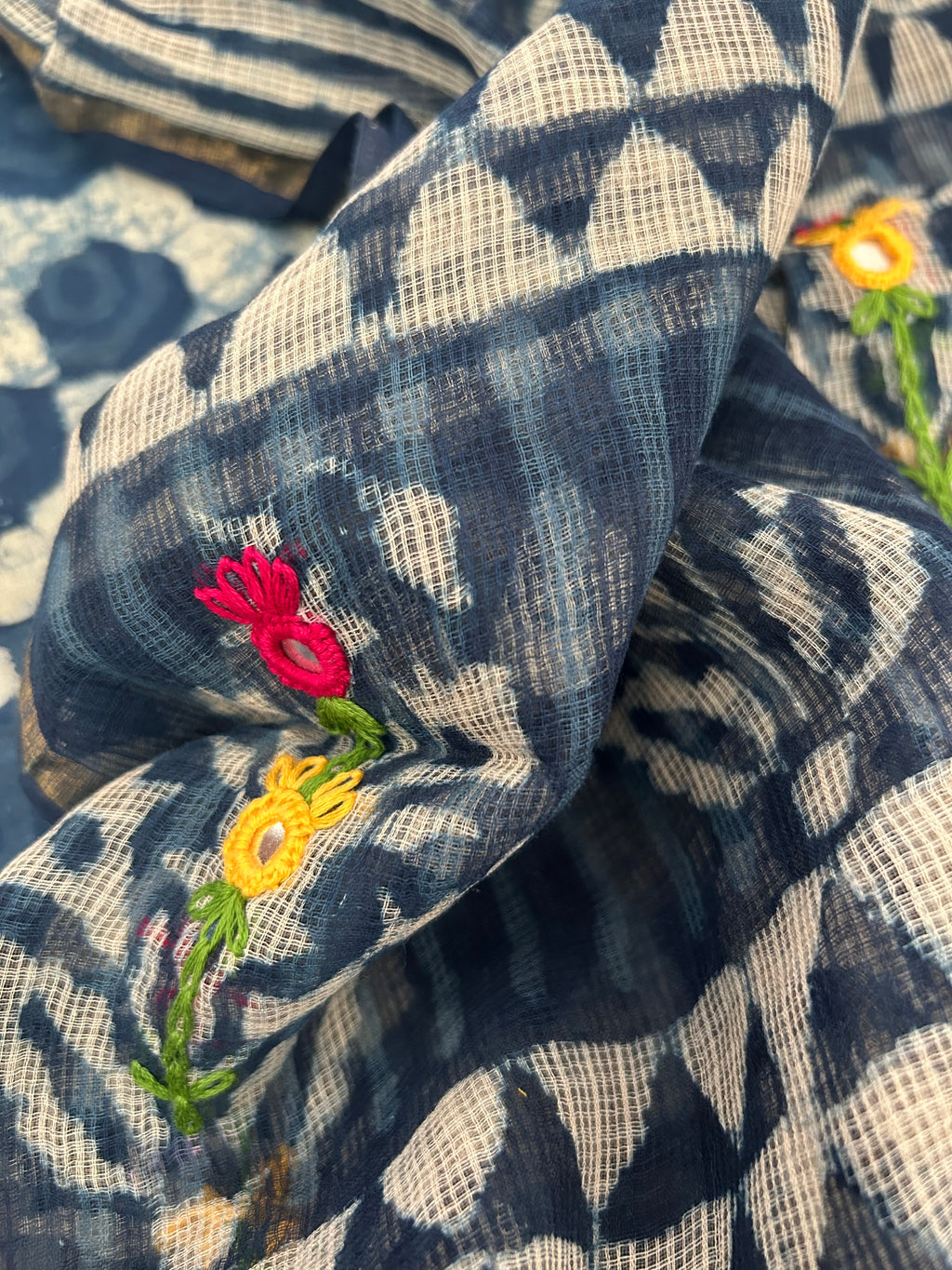 Handblock Handdone Embroidery Cotton Kota Suit