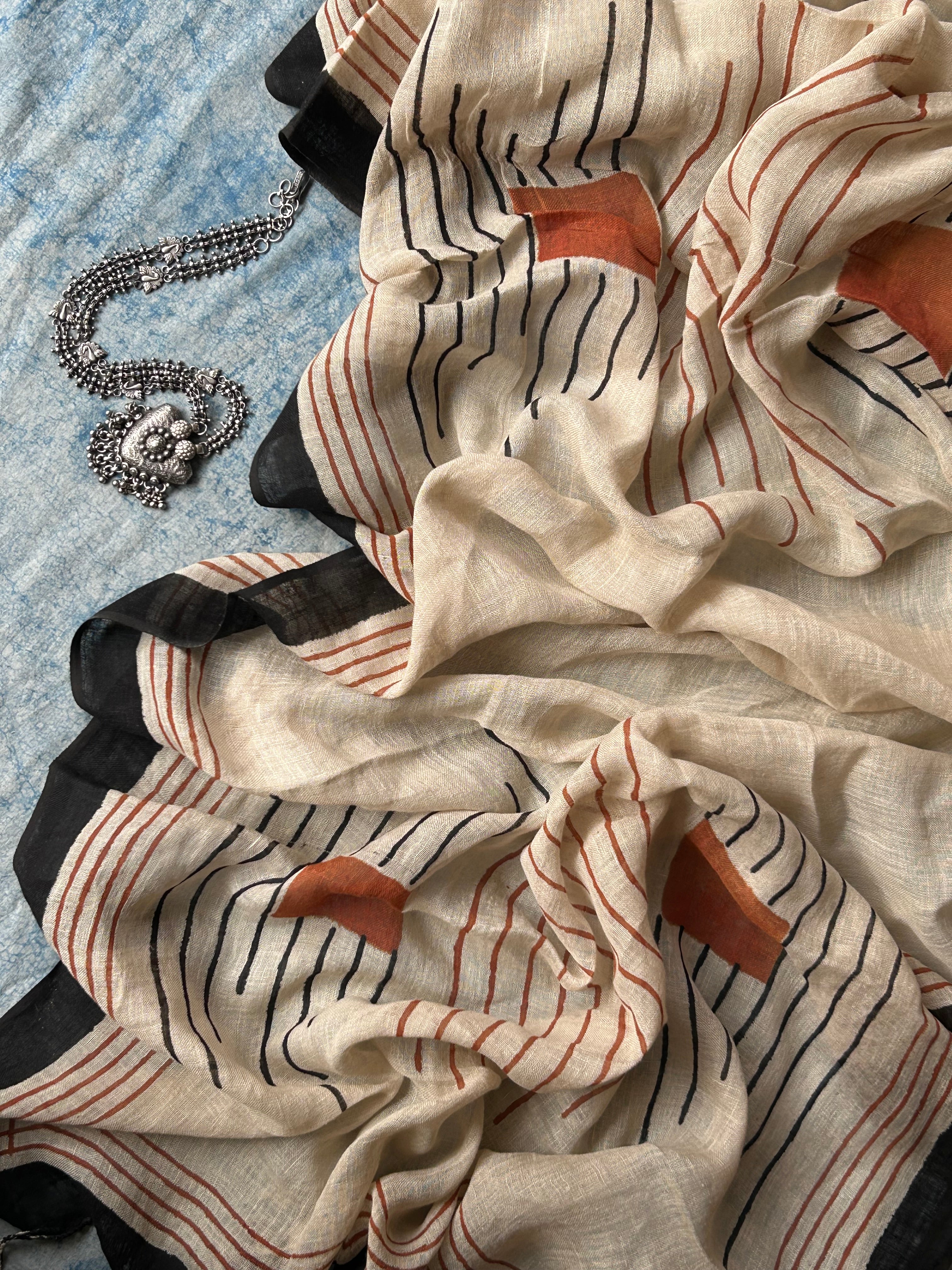 Dhatri - Handcrafted Linen Kurta Dupatta Set