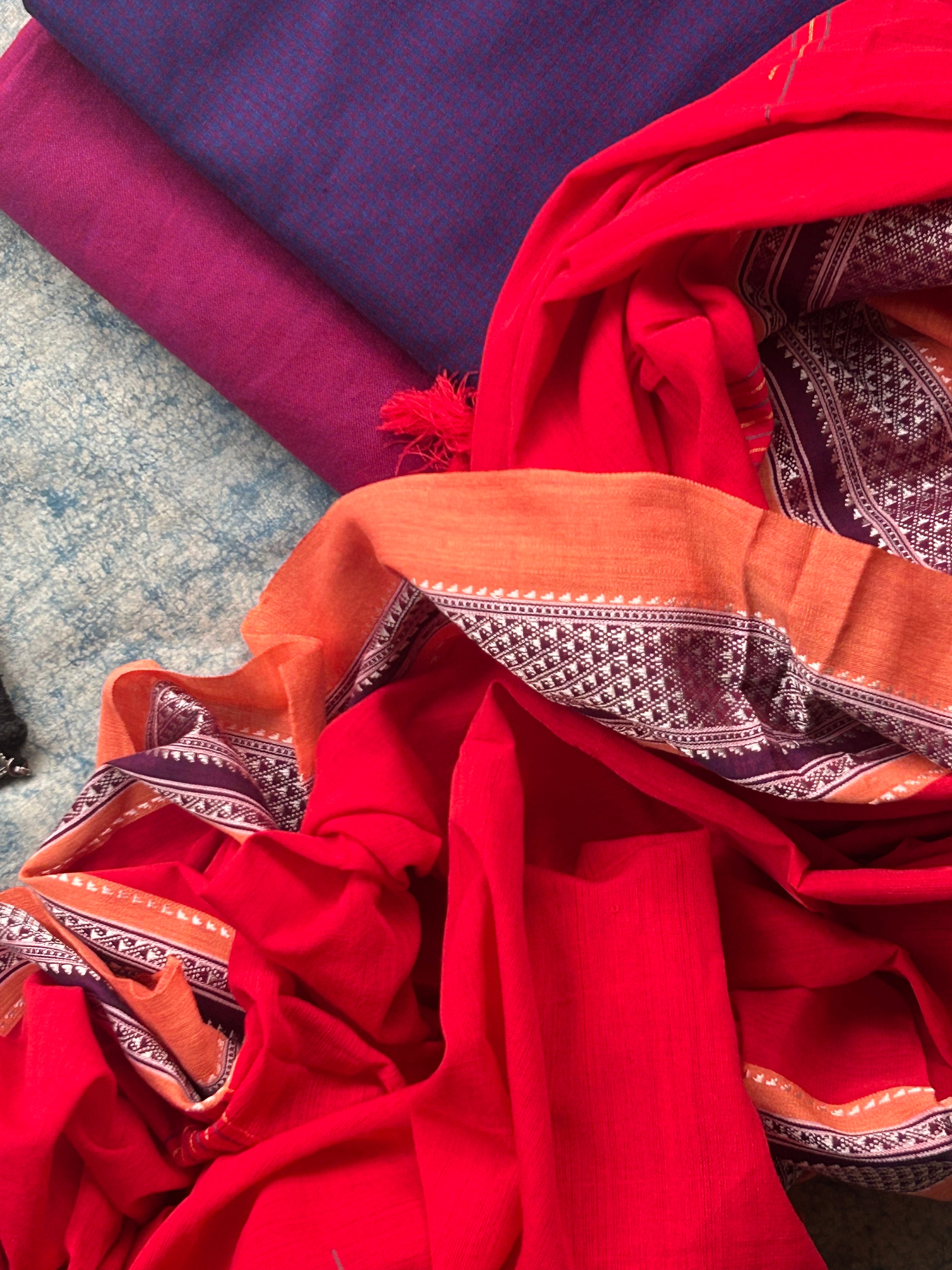 Rudrani - Handwoven Telangana cotton and Ilkal Dupatta Set