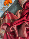 Handwoven Maheshwari Kurta Dupatta Set - Turquoise Green & Maroon