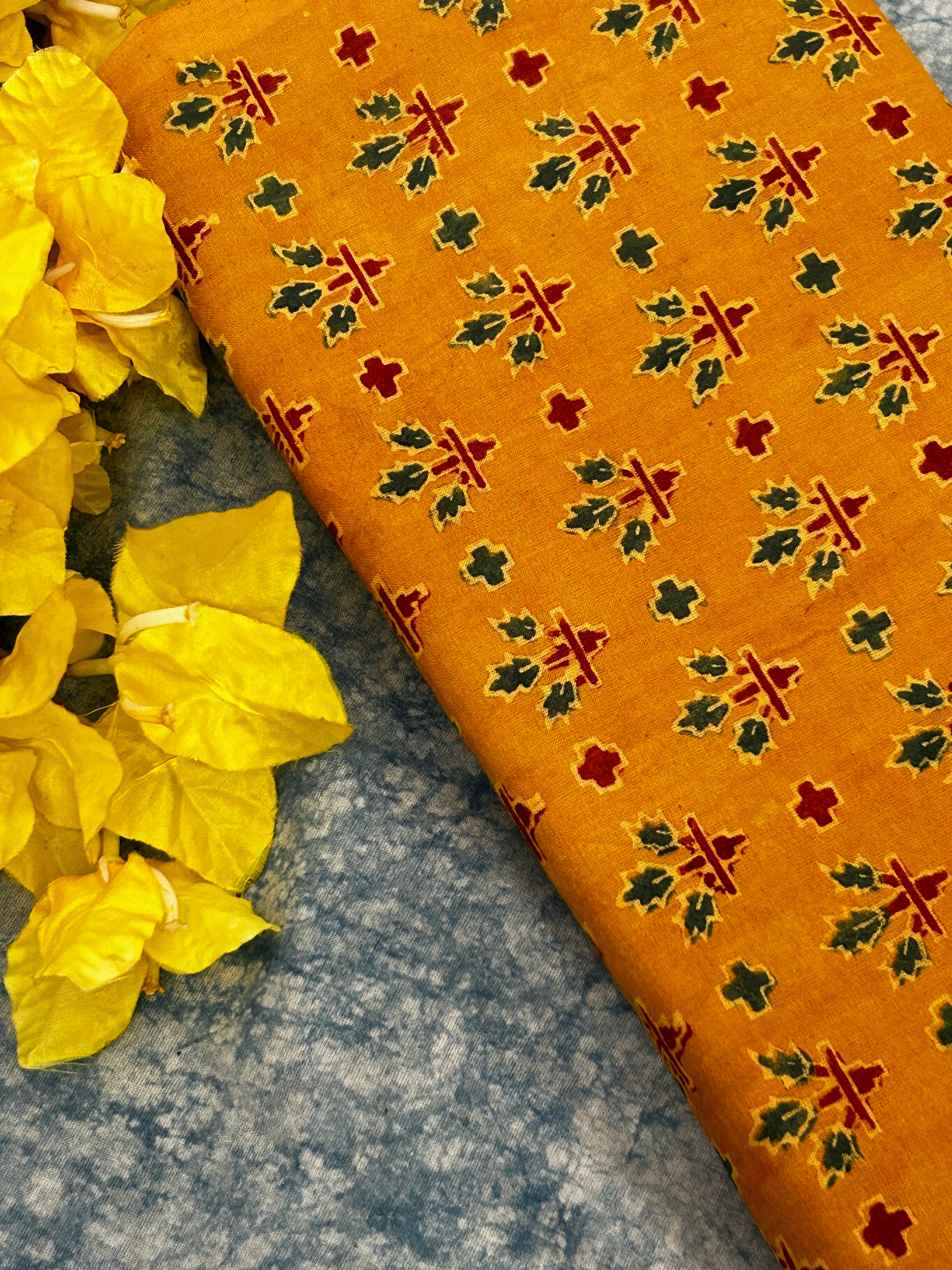 Handblock Ajrakh Cotton Blouse Fabrics