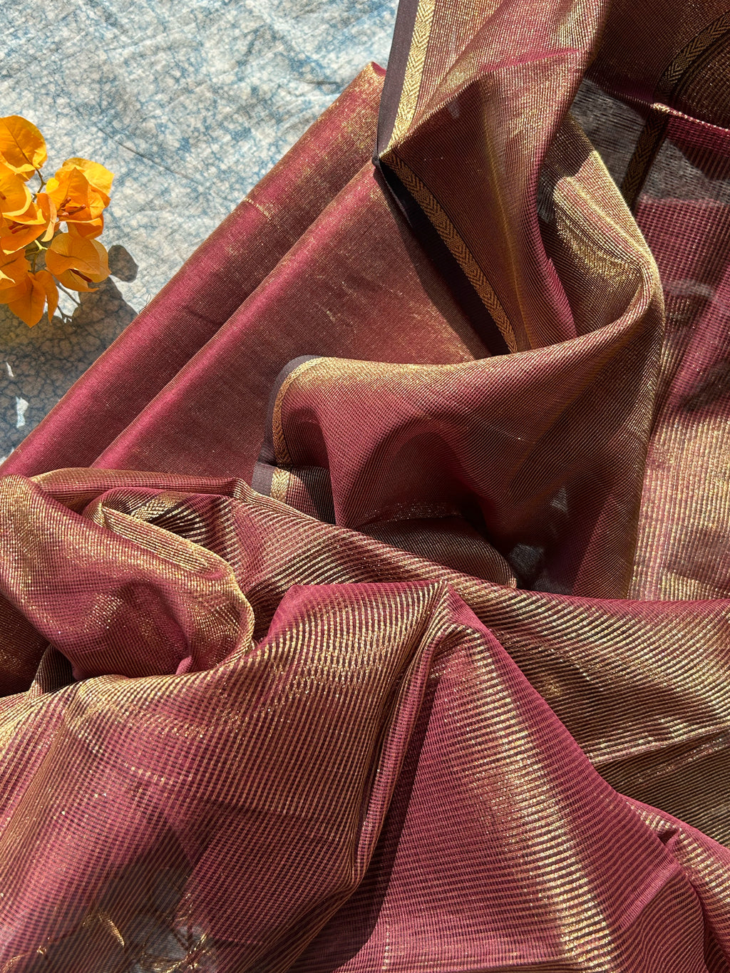 Handwoven Maheshwari Kurta Dupatta Set -Wine