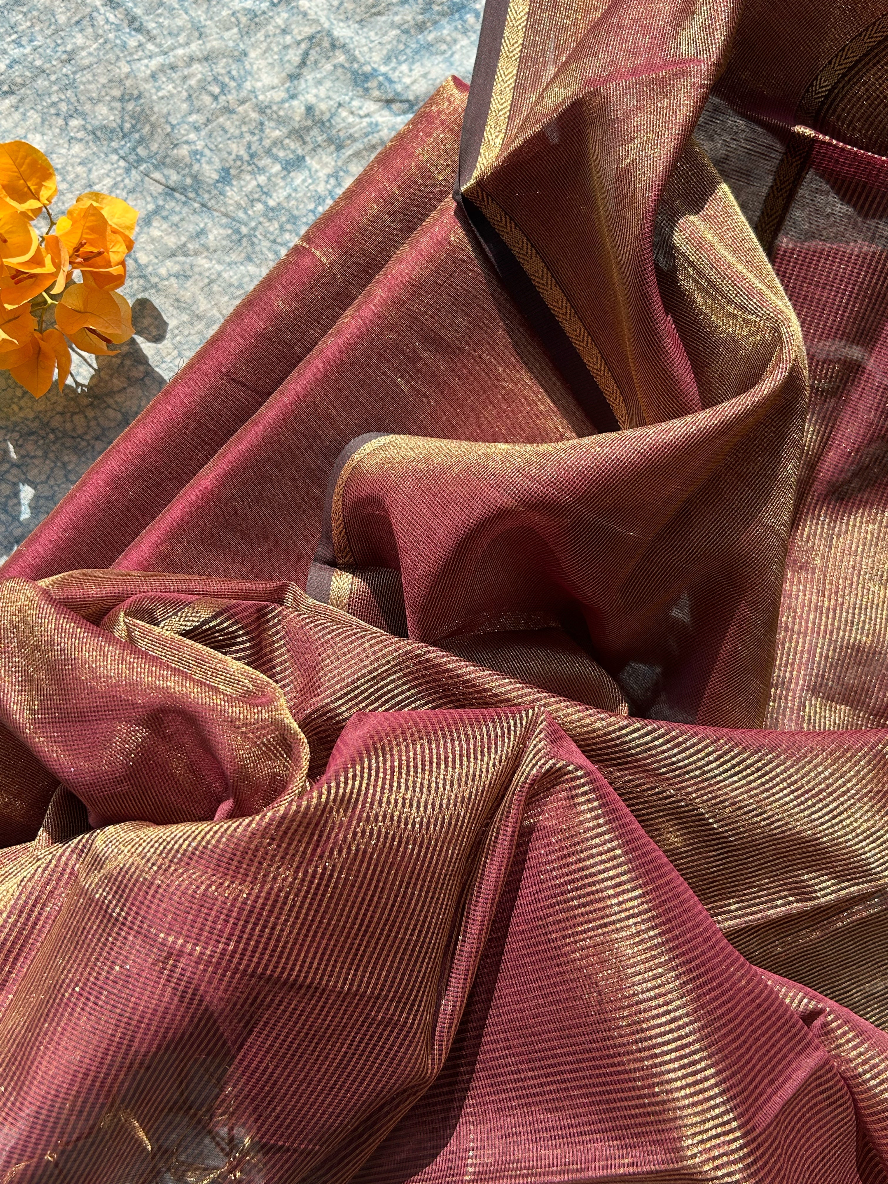 Handwoven Maheshwari Kurta Dupatta Set -Wine