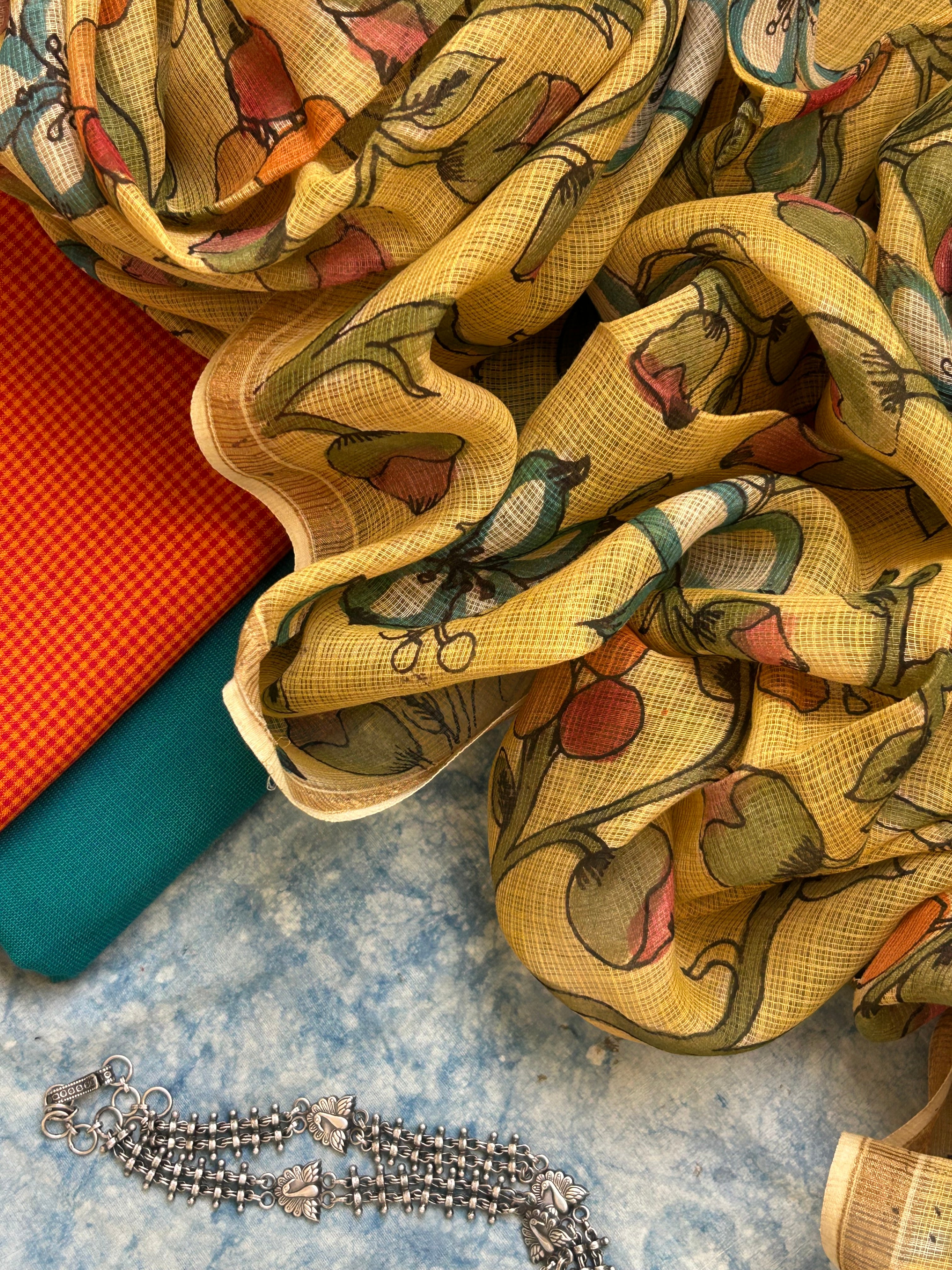 Handwoven Handpainted Kalamkari Set