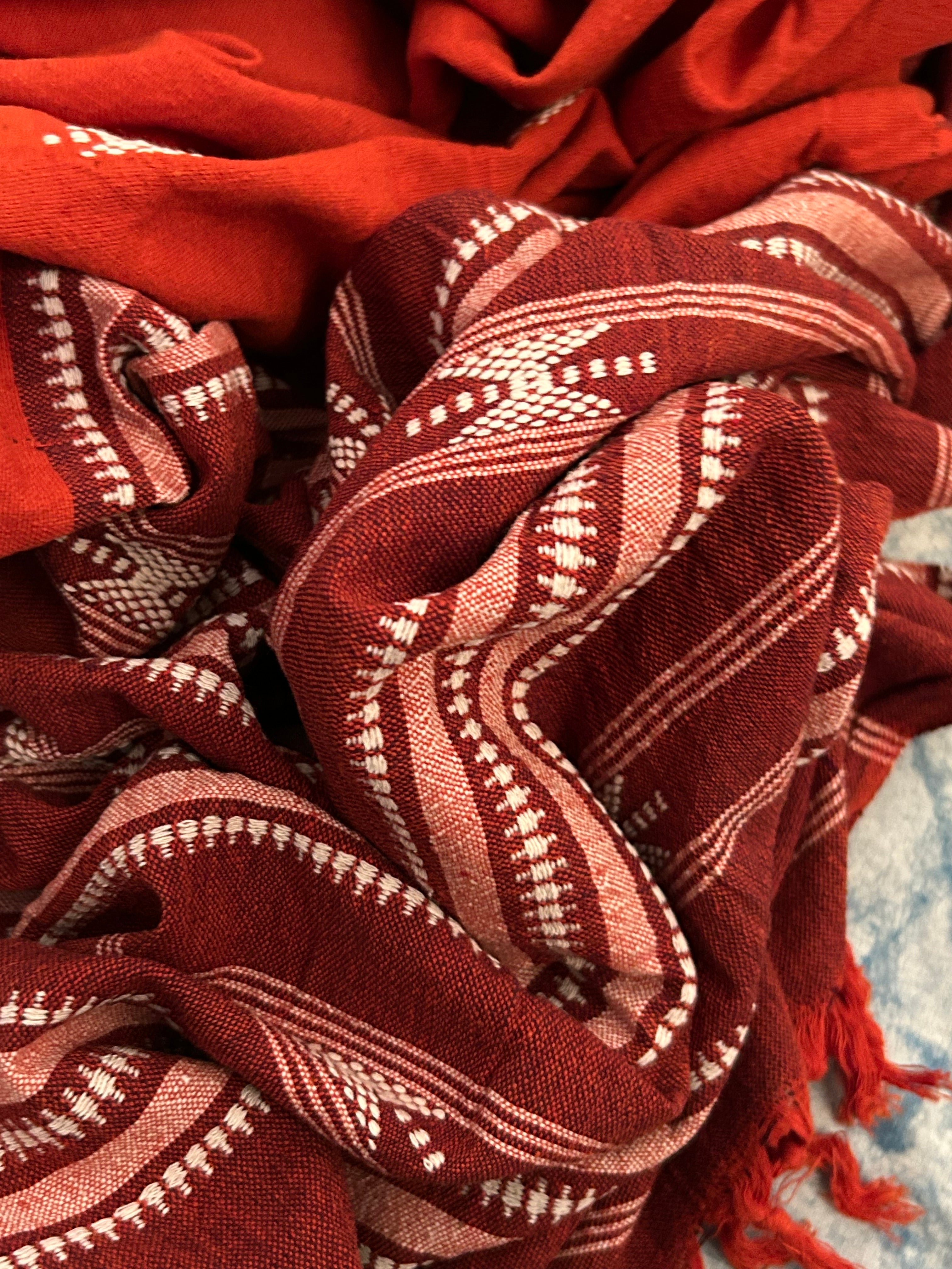 Handspun Handwoven Kotpad Suit Set -Blue Rust Stripes