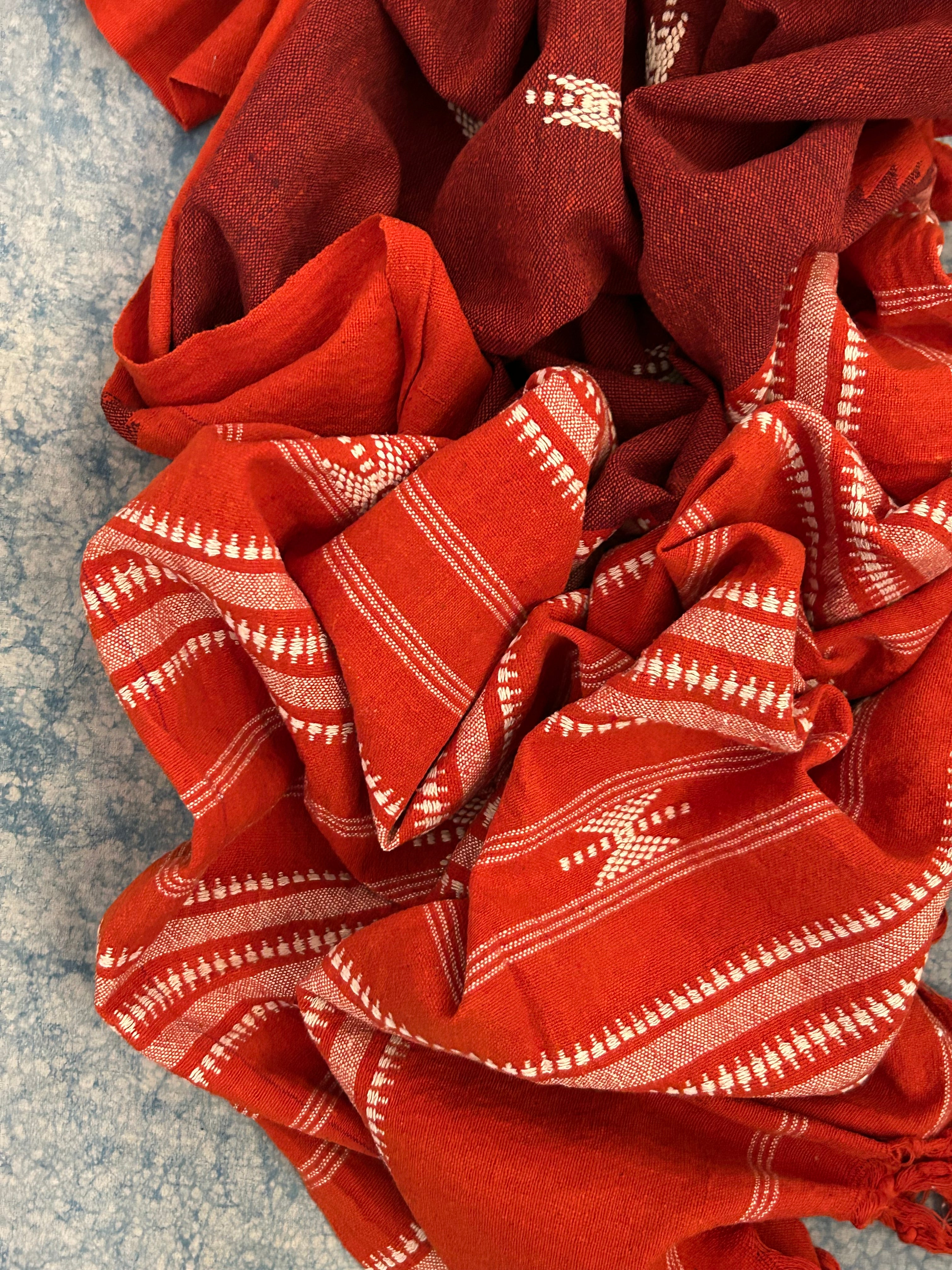 Handspun Handwoven Kotpad Suit Set - Burnt Orange