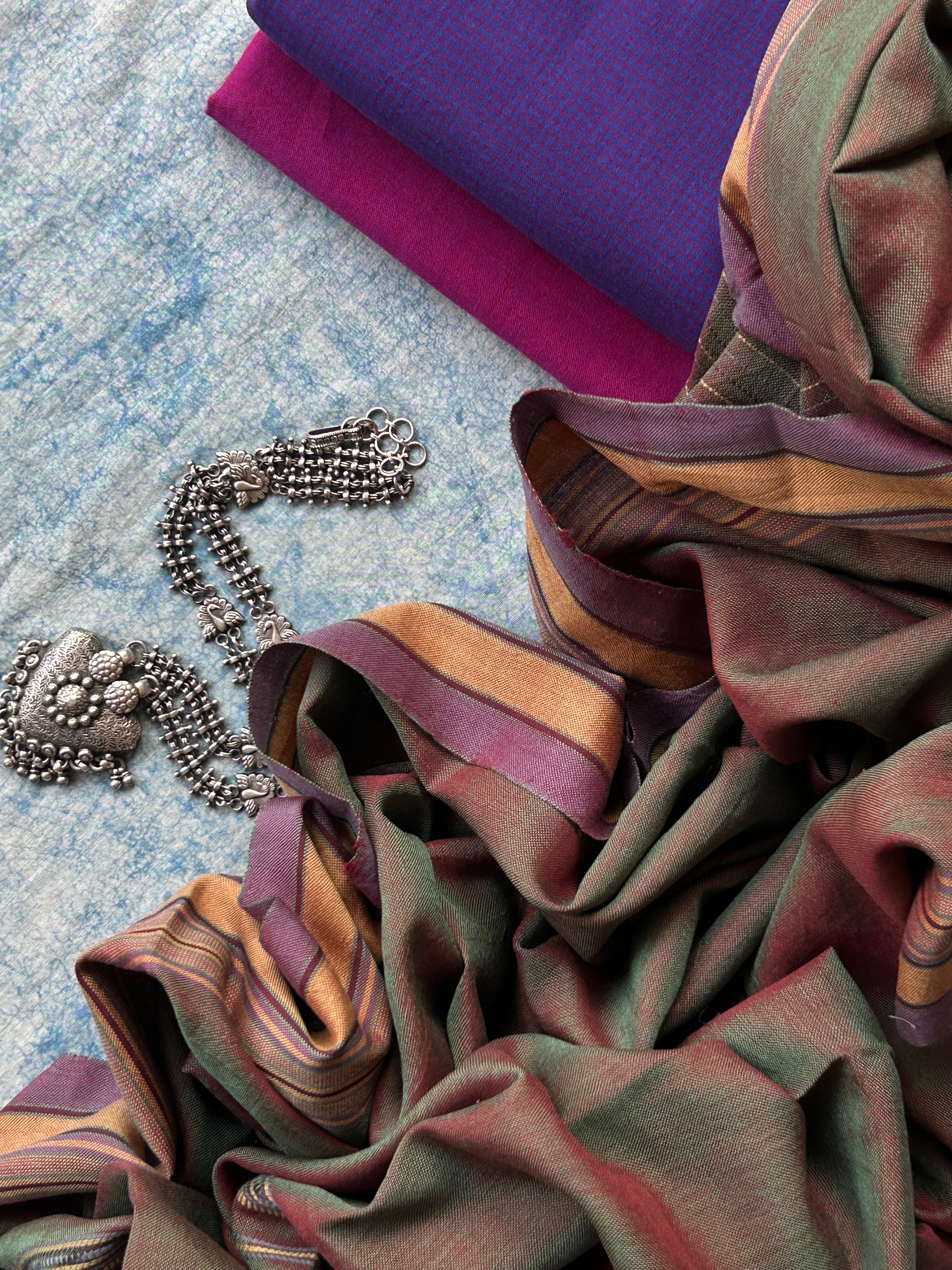 Arunima - Handwoven Telangana Cotton and Bhujodi Dupatta Set
