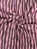 Handblock Printed Azofree dye cotton - Pink & Ash Grey Stripes