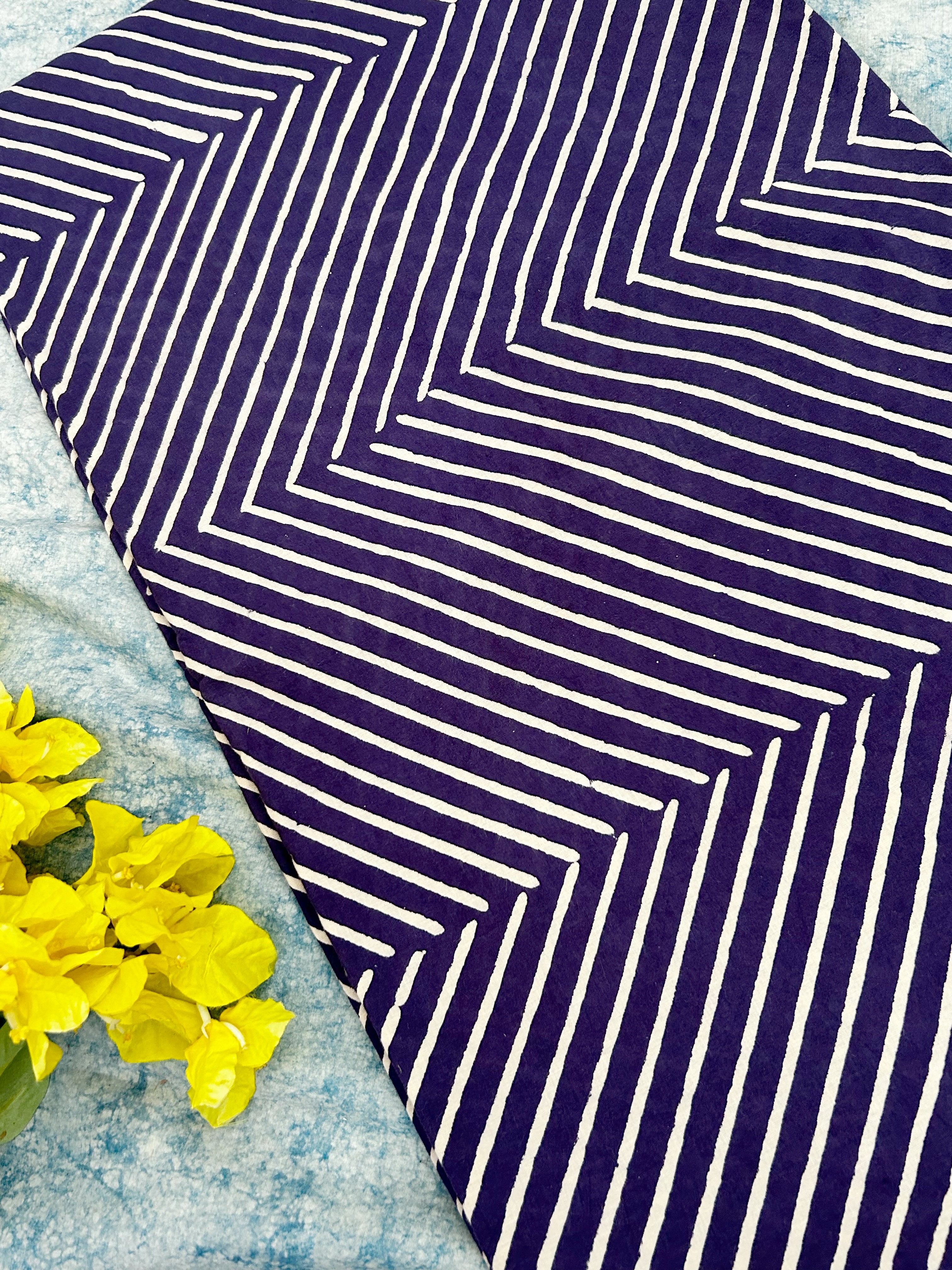 Handblock Print  Cotton Fabric - Purple (3.5m)