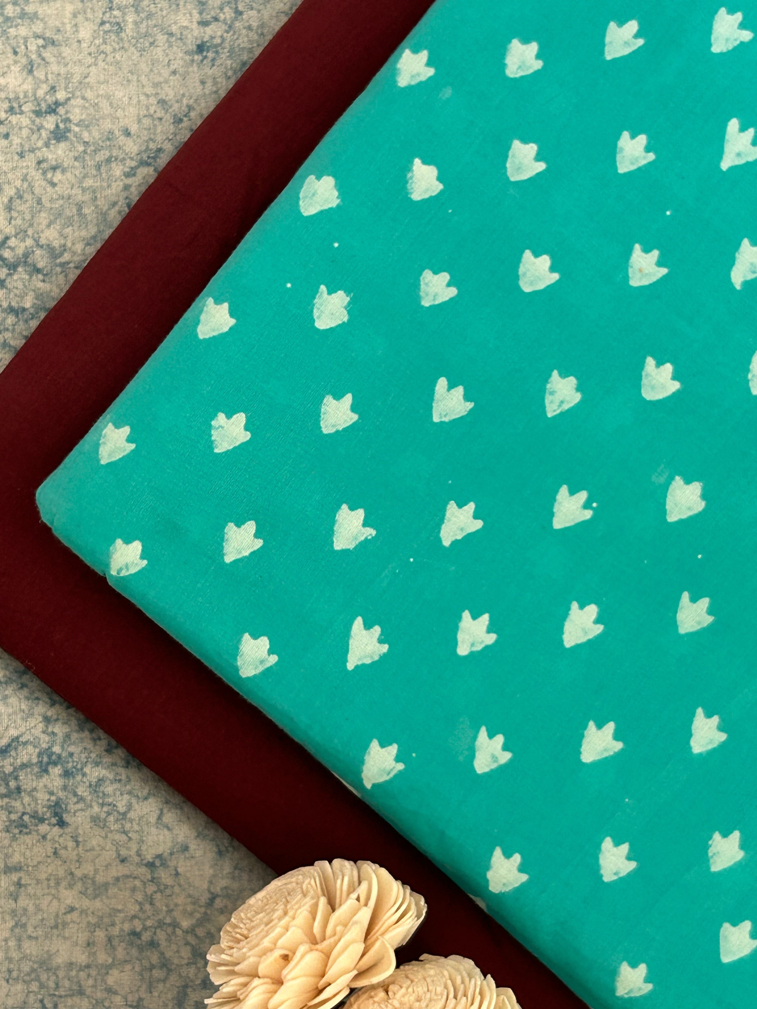 Handblock  Cotton Fabric -  Neon Blue