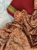 Handwoven Handcrafted Mangalagiri Kalamkari Kurta Dupatta Set