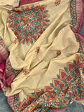 Madhubani Handpainted Cotton Silk Dupatta