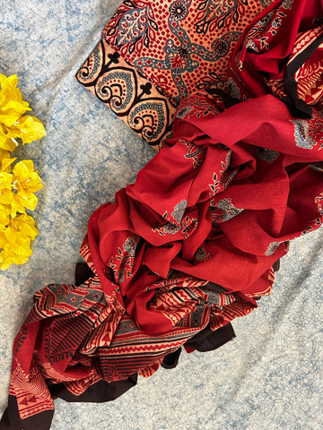 Natural Dyes Handblock Ajrakh Cotton Suit