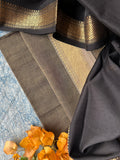 Handwoven Maheshwari Kurta Dupatta Set -Black & Gold
