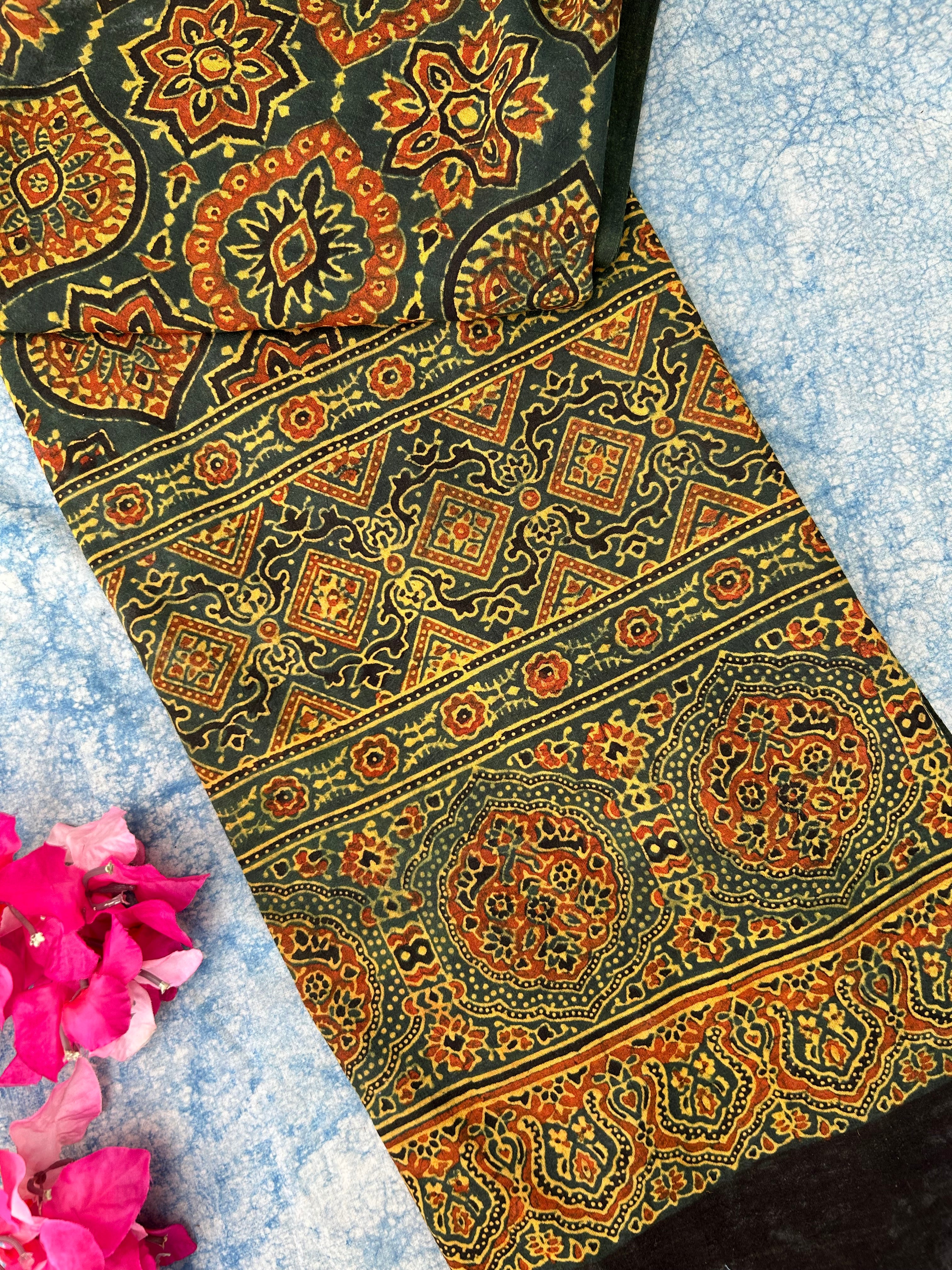 Natural Dyes Hand Block Ajrakh Dupatta