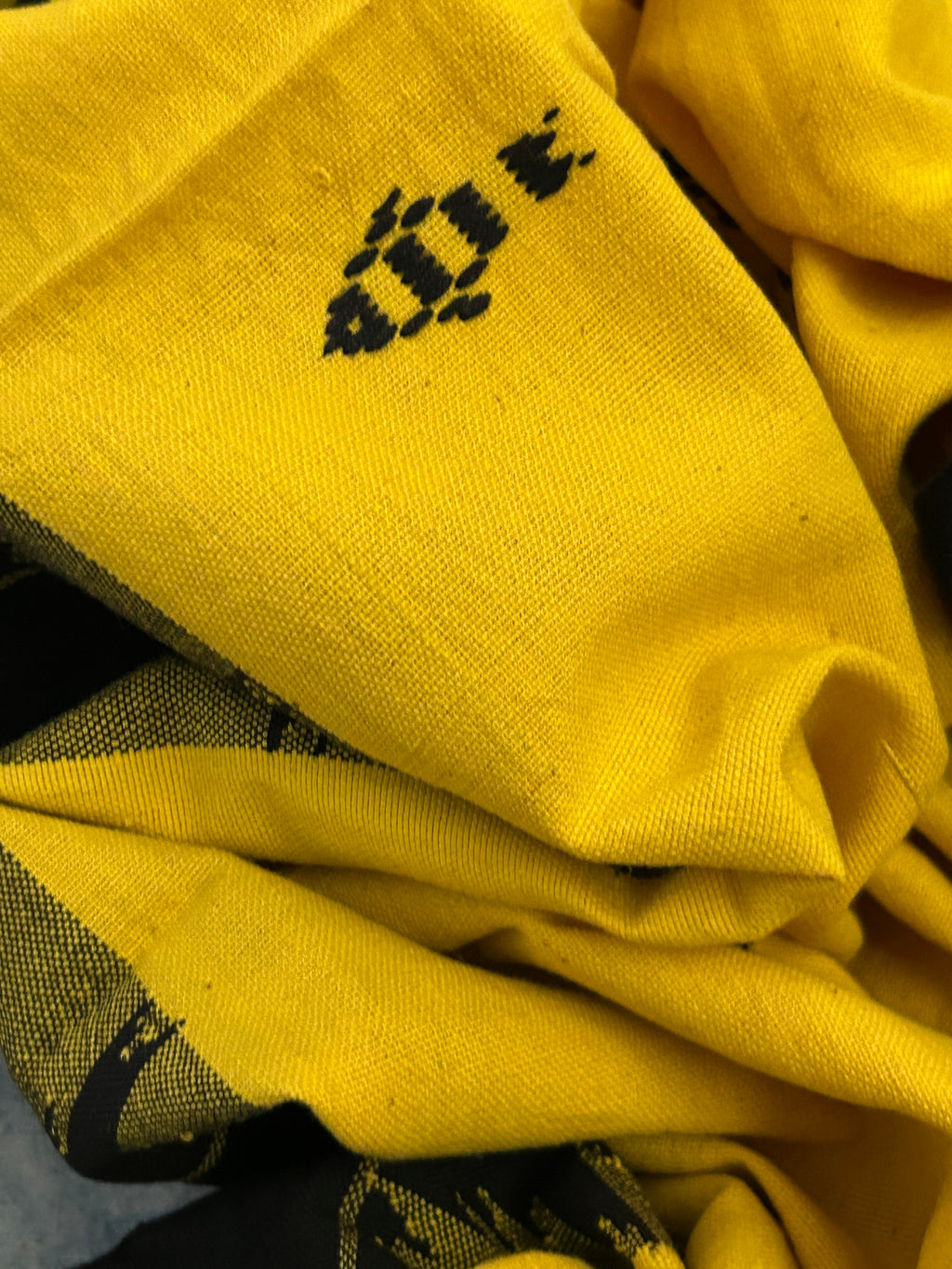 Handspun Handwoven Kotpad Suit Set - Checkered Black & Yellow