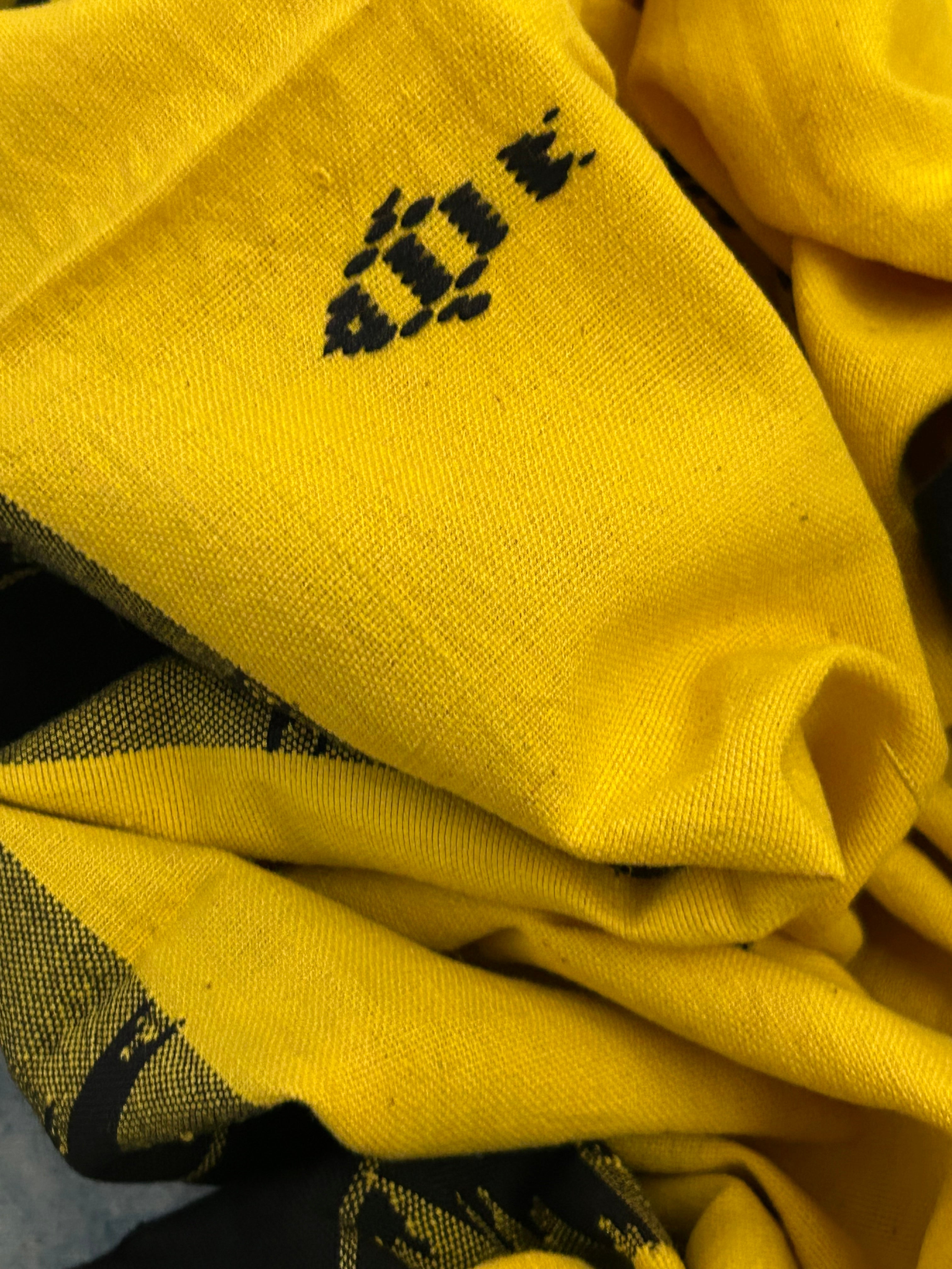 Handspun Handwoven Kotpad Suit Set - Checkered Black & Yellow