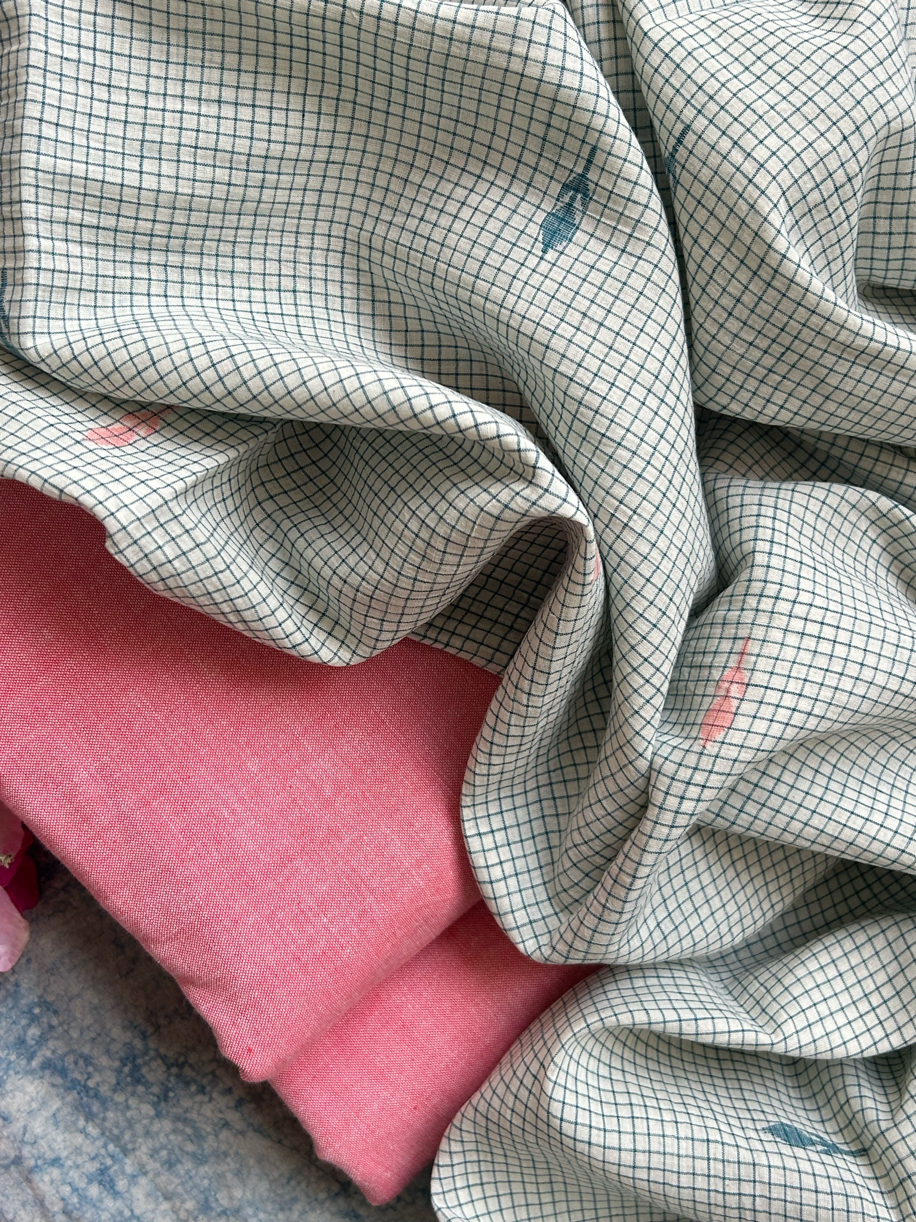 Handwoven Cotton Bengal Jamdani Dupatta Set -The Sunset Sky