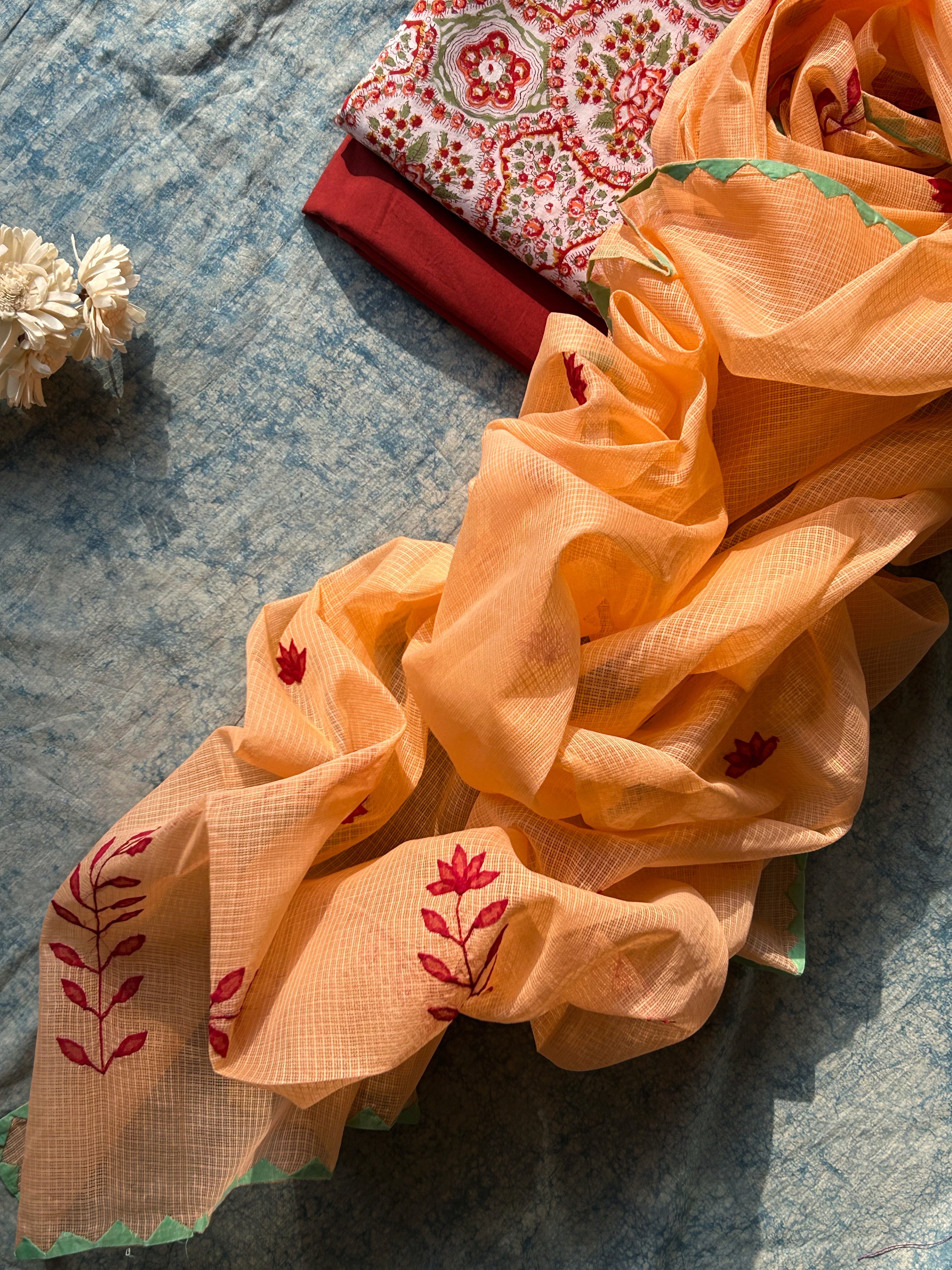 Handblock Handdone Applique Cotton Kota Suit