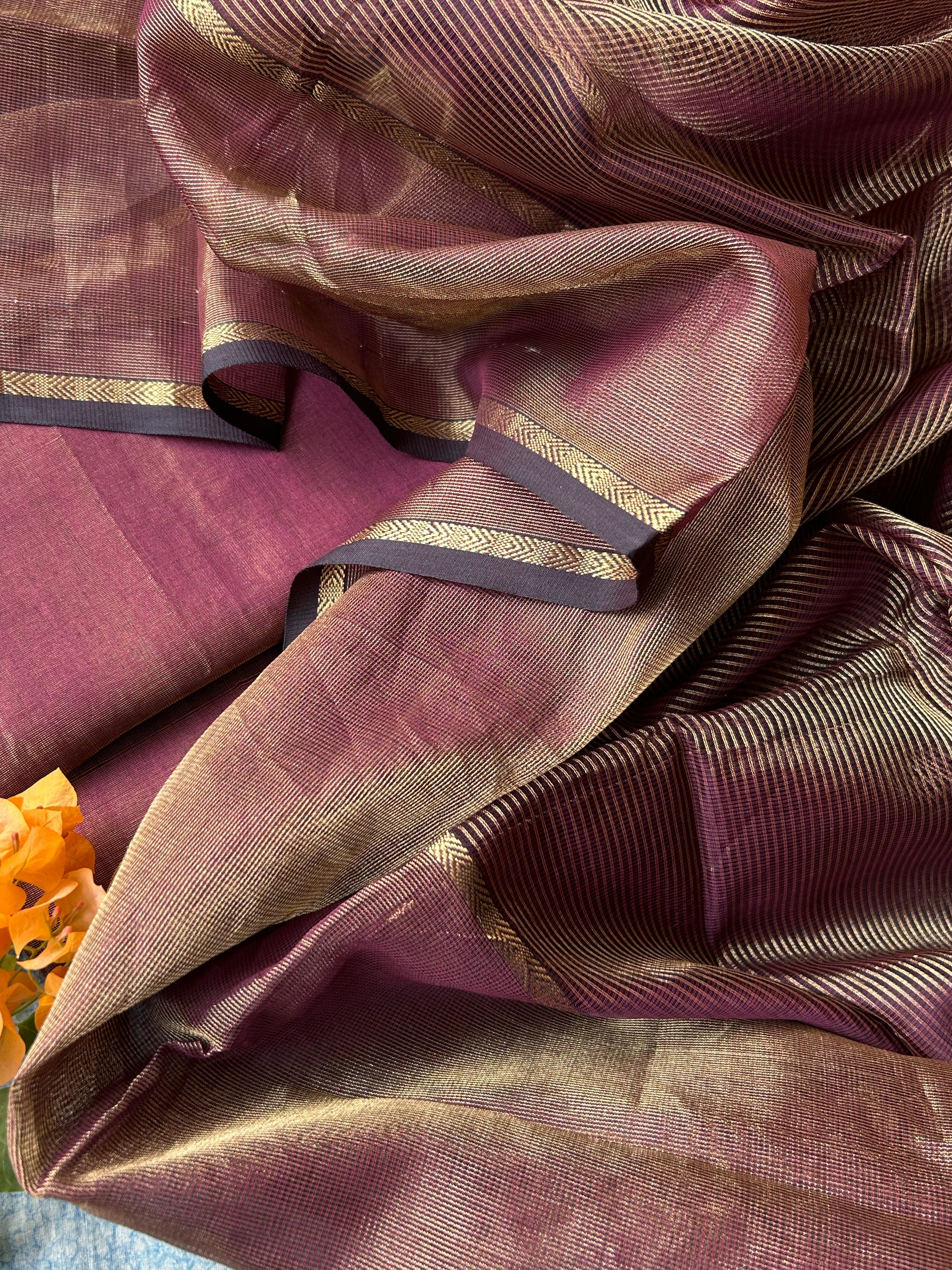 Handwoven Maheshwari Kurta Dupatta Set -Wine