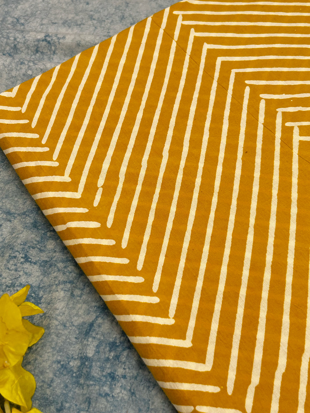 Handblock Print  Cotton Fabric - Turmeric Yellow (3.5m)