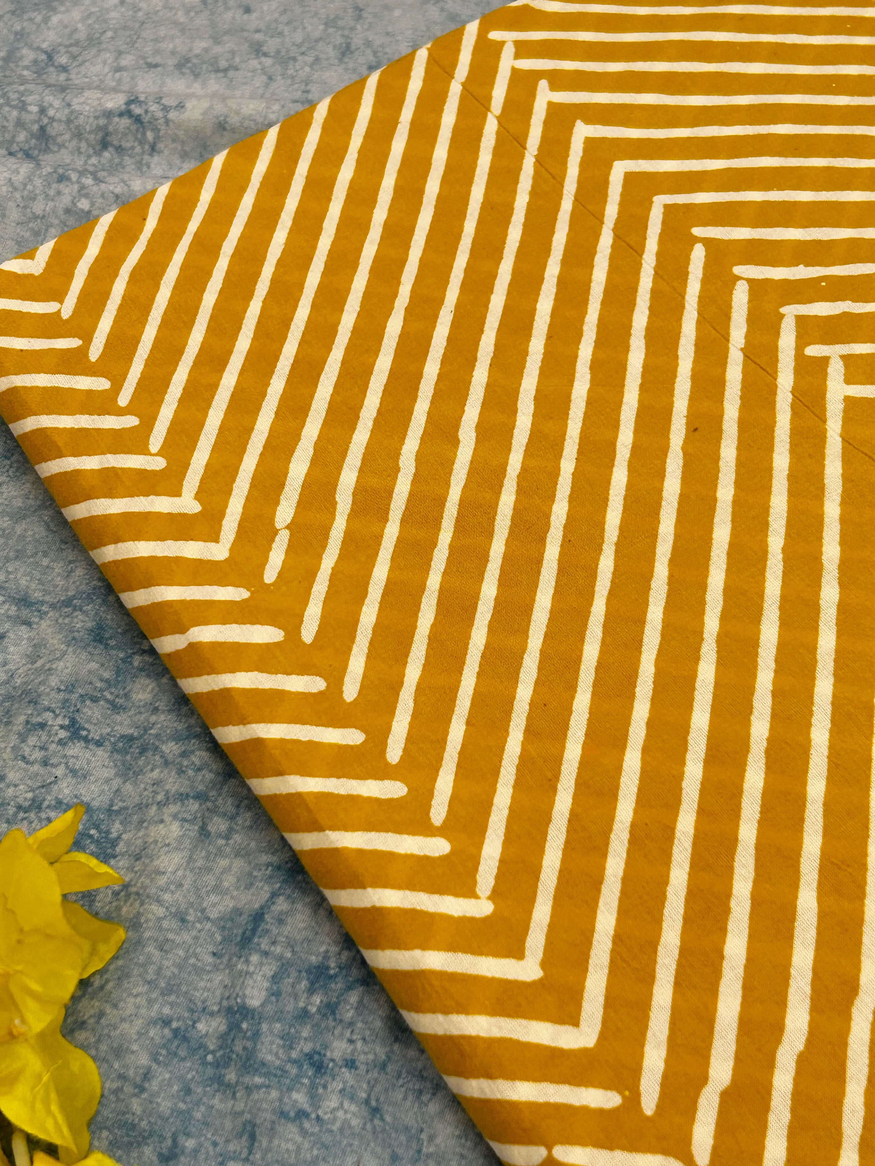 Handblock Print  Cotton Fabric - Turmeric Yellow (3.5m)
