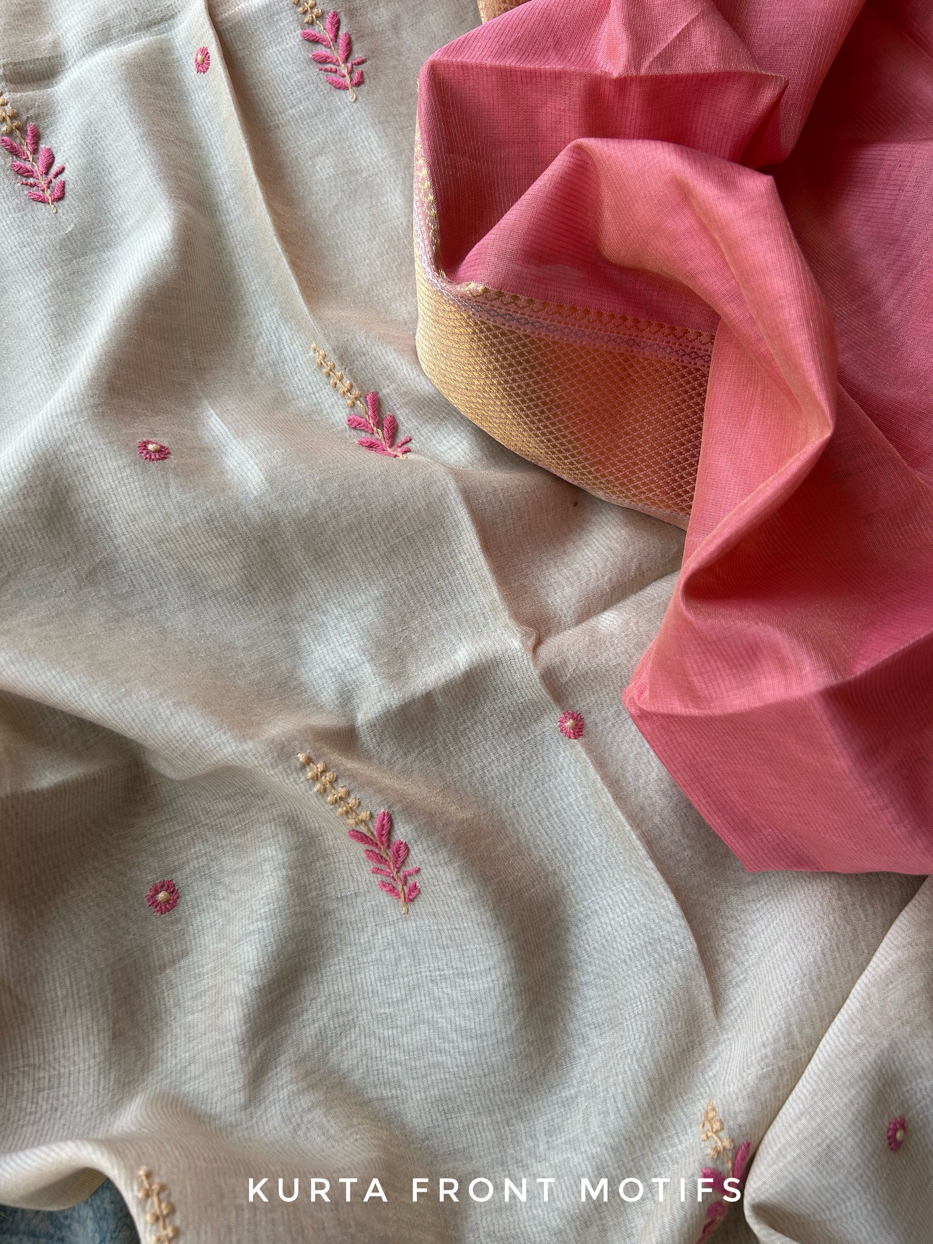 Handwoven Chikankari Work Maheshwari Set
