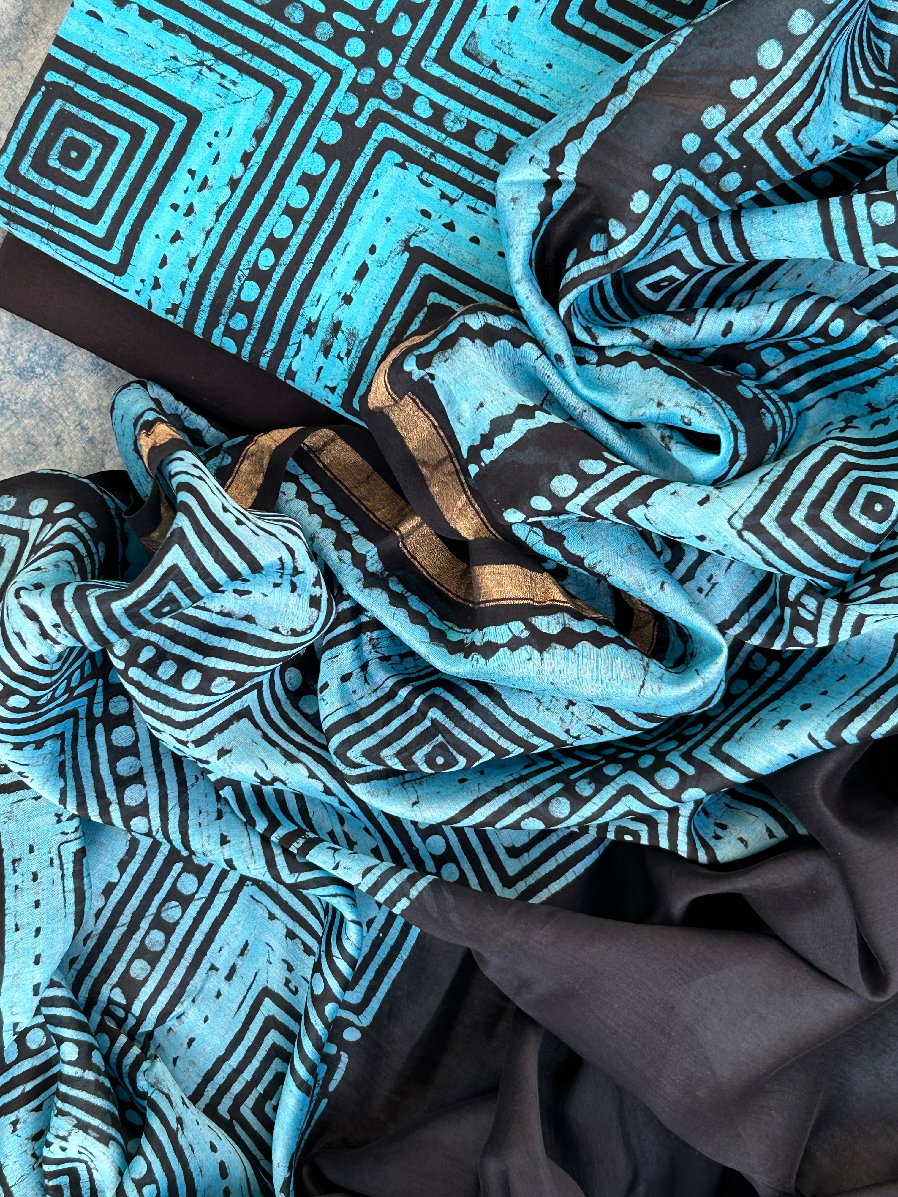 Handblock Batik Cotton Chanderi Suit