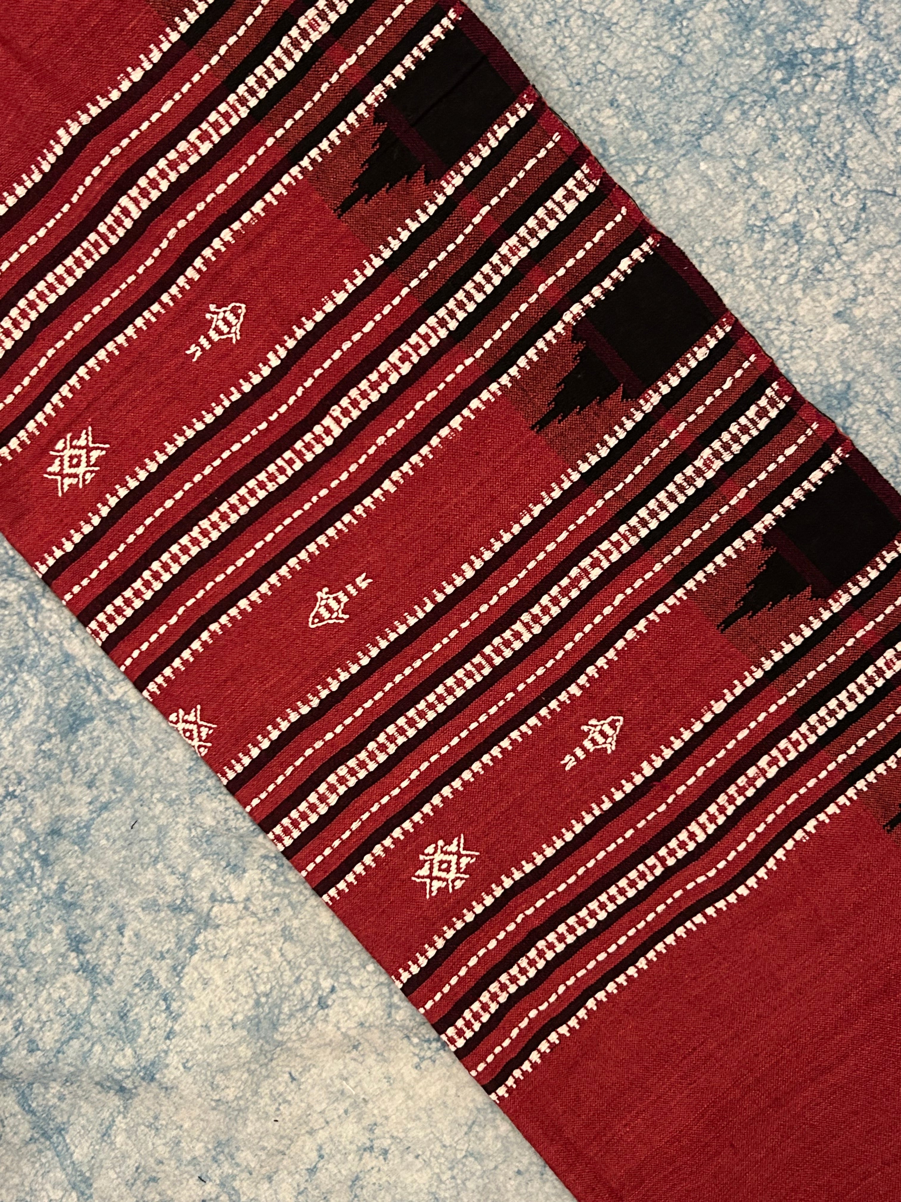 Handspun Handwoven Kotpad Suit Set - Black & Rust Maroon
