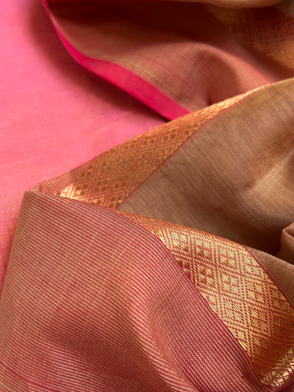 Handwoven Maheshwari Kurta Dupatta Set - Baby Pink & Almond
