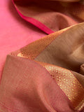 Handwoven Maheshwari Kurta Dupatta Set - Baby Pink & Almond