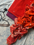 Handspun Handwoven Kotpad Suit Set - Bright Orange and Purple