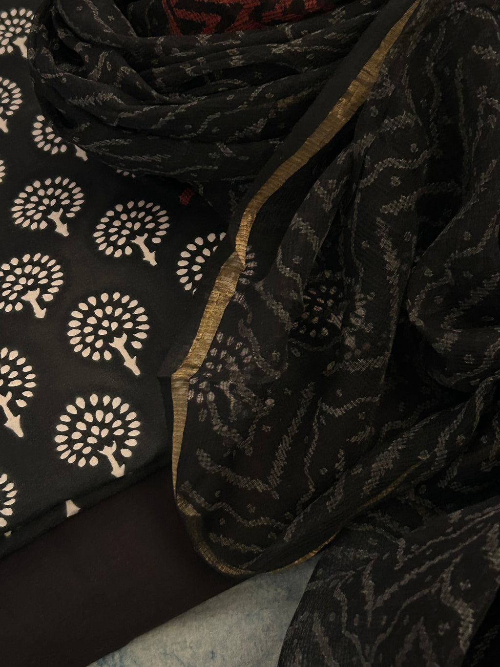 Handcrafted Cotton Suit Set - Black