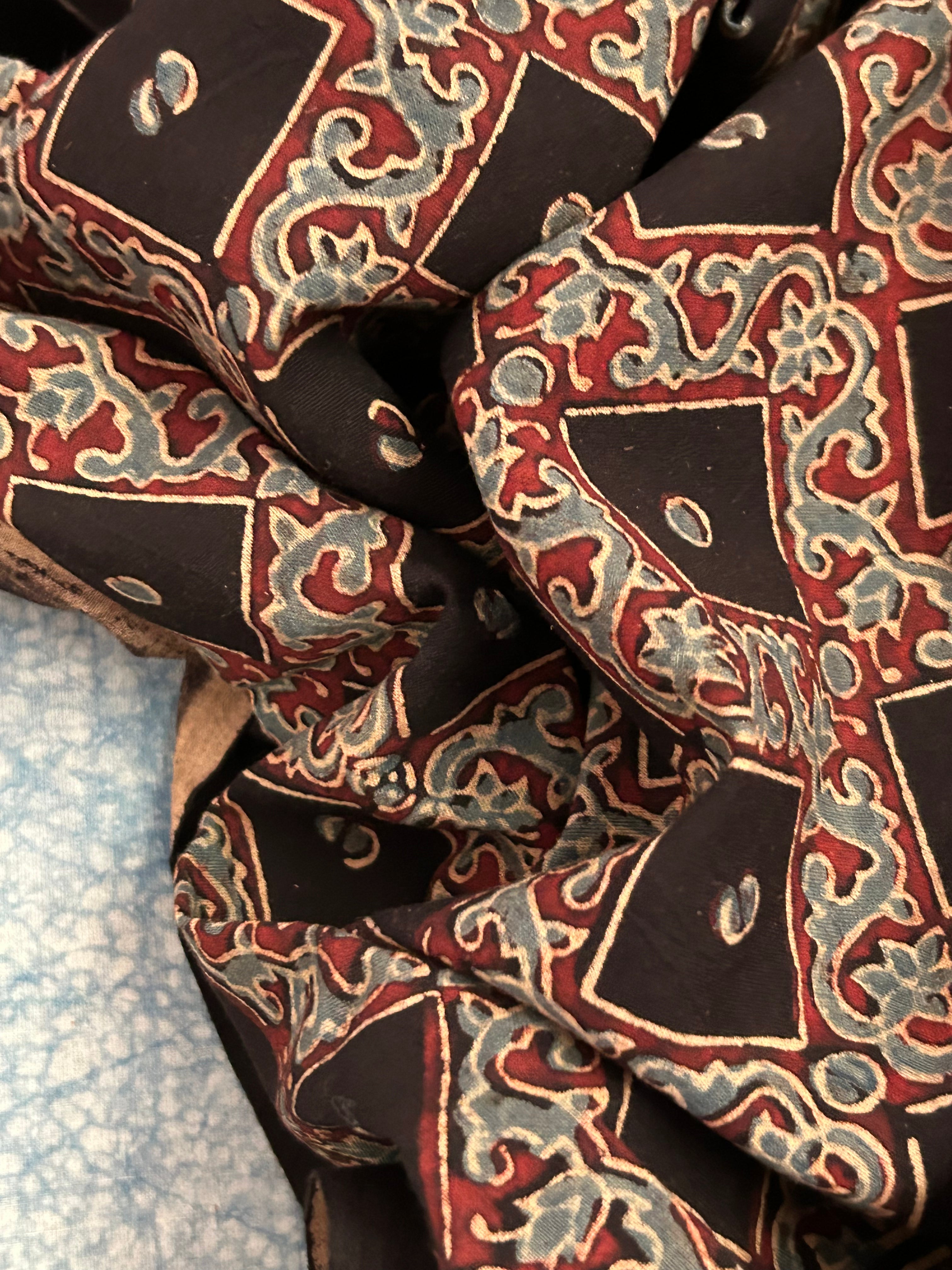 Natural Dyes Hand Block Ajrakh Dupatta