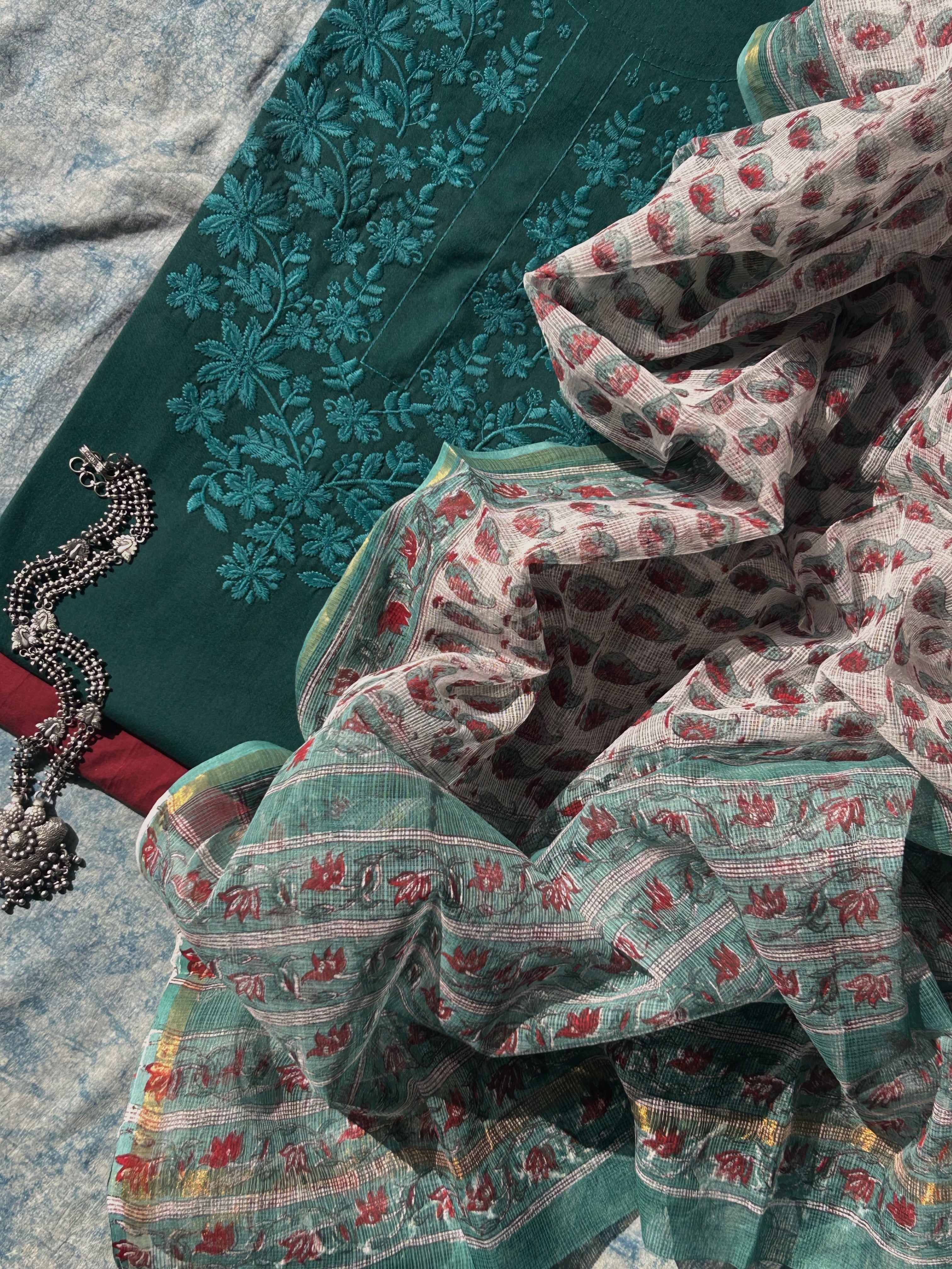 Hand Machine Embroidered Kurta Suit Set