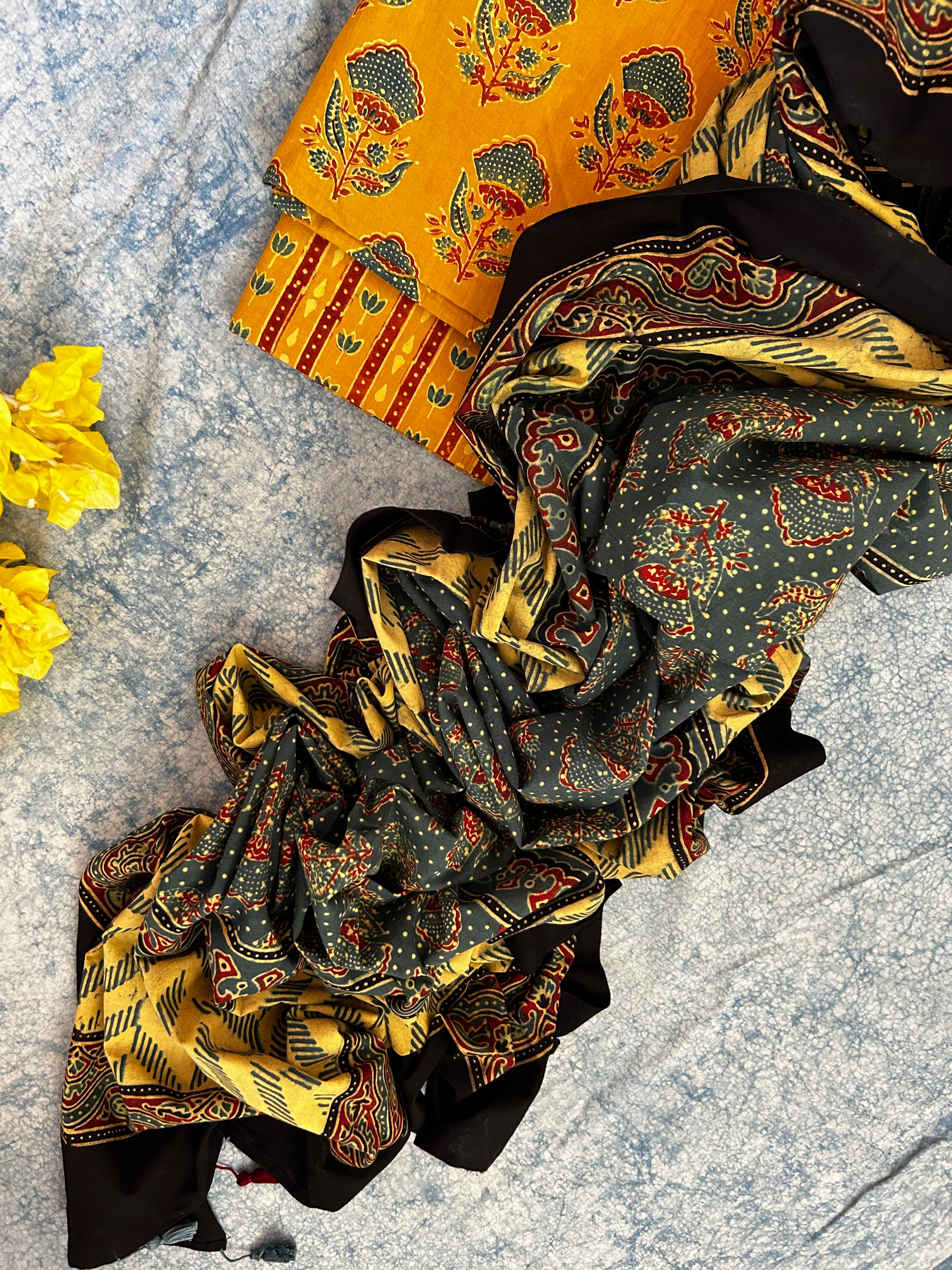 Natural Dyes Handblock Ajrakh Cotton Suit