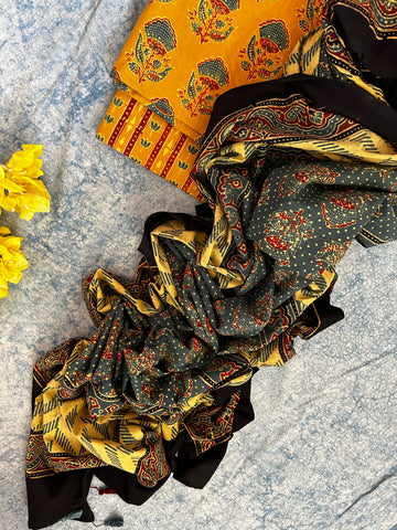 Natural Dyes Handblock Ajrakh Cotton Suit