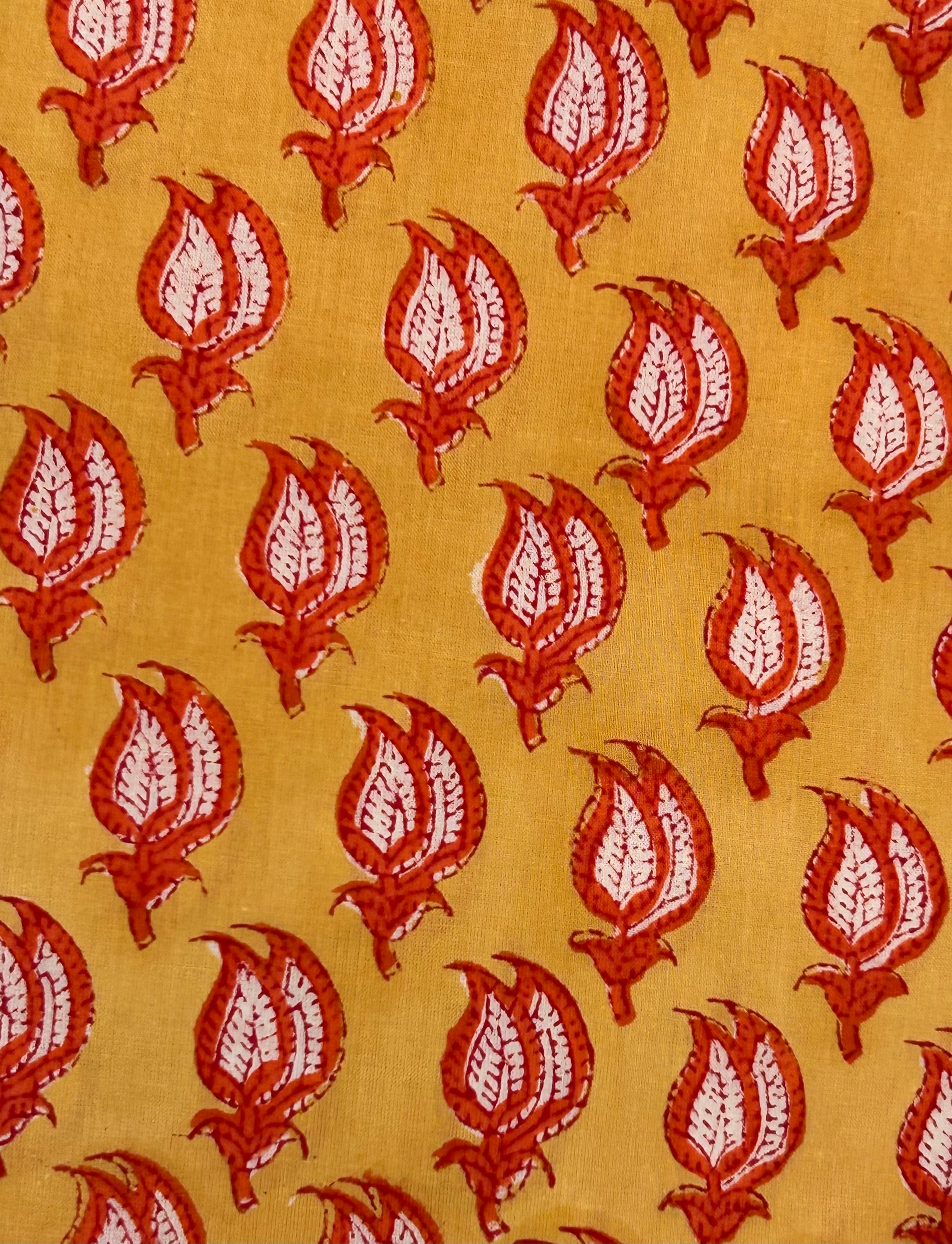 Handcrafted Cotton Suit Set - Sunflower Yellow and Orange