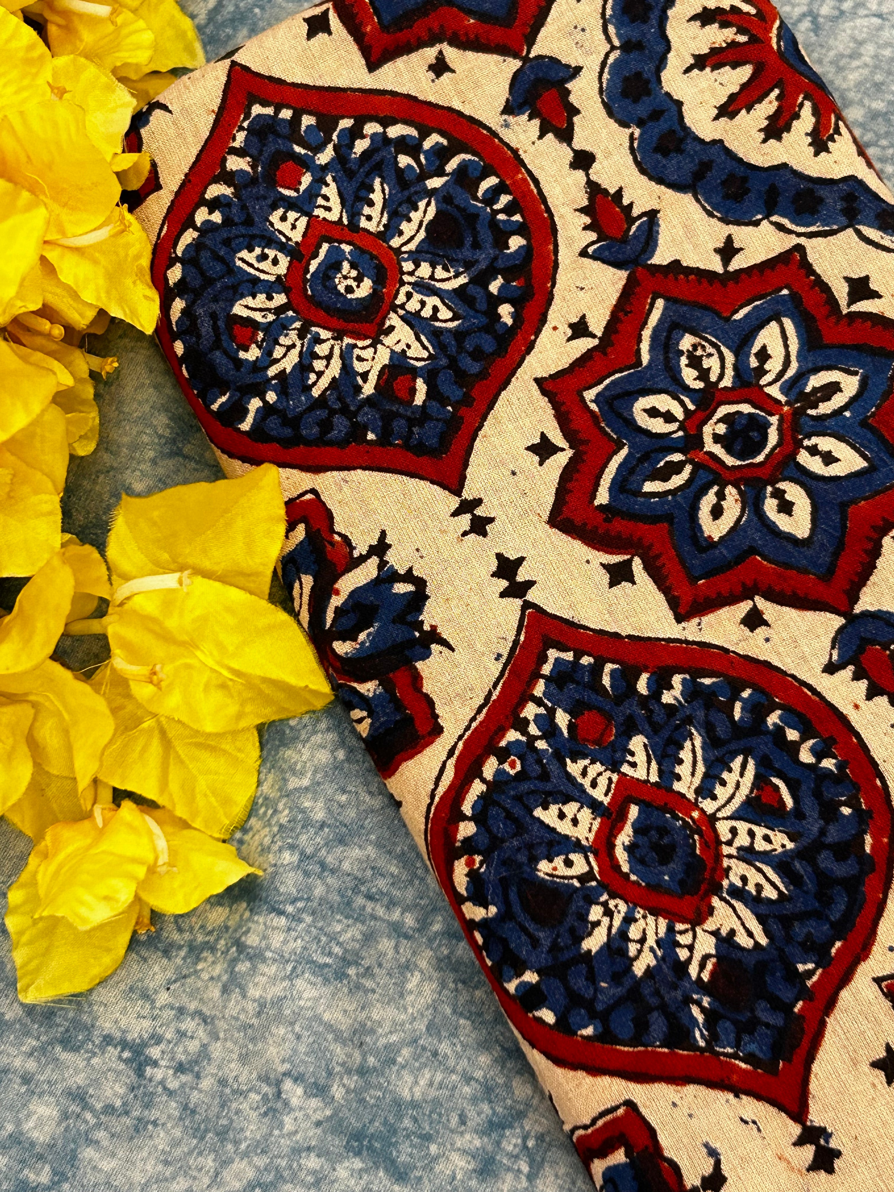 Handblock Ajrakh Cotton Blouse Fabrics
