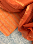 Handwoven Maheshwari Kurta dupatta set - Peachy Orange & Gold