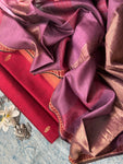 Handwoven Maheshwari Kurta Dupatta Set - Maroon & Mauve