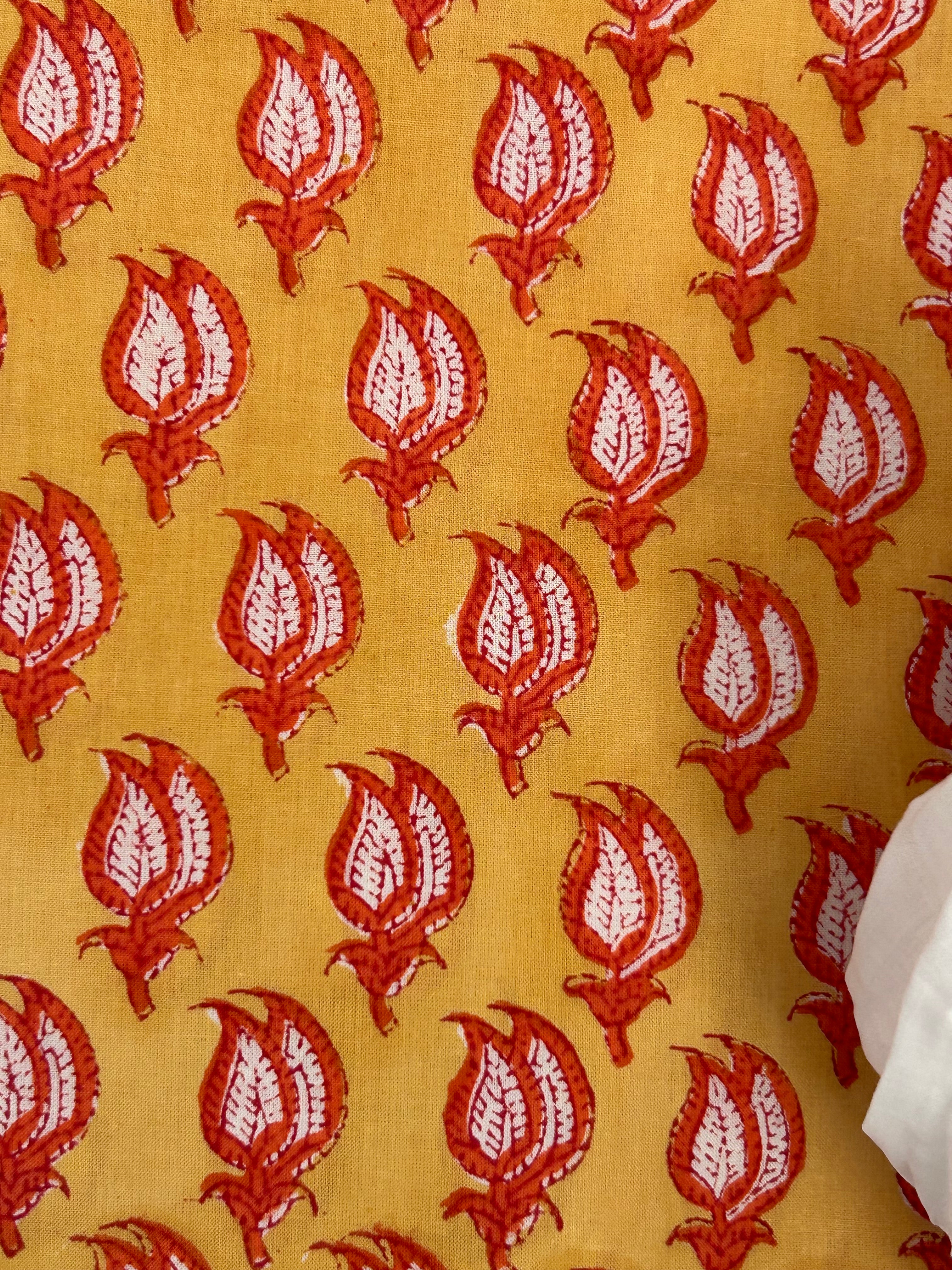 Handcrafted Cotton Suit Set - Sunflower Yellow and Orange