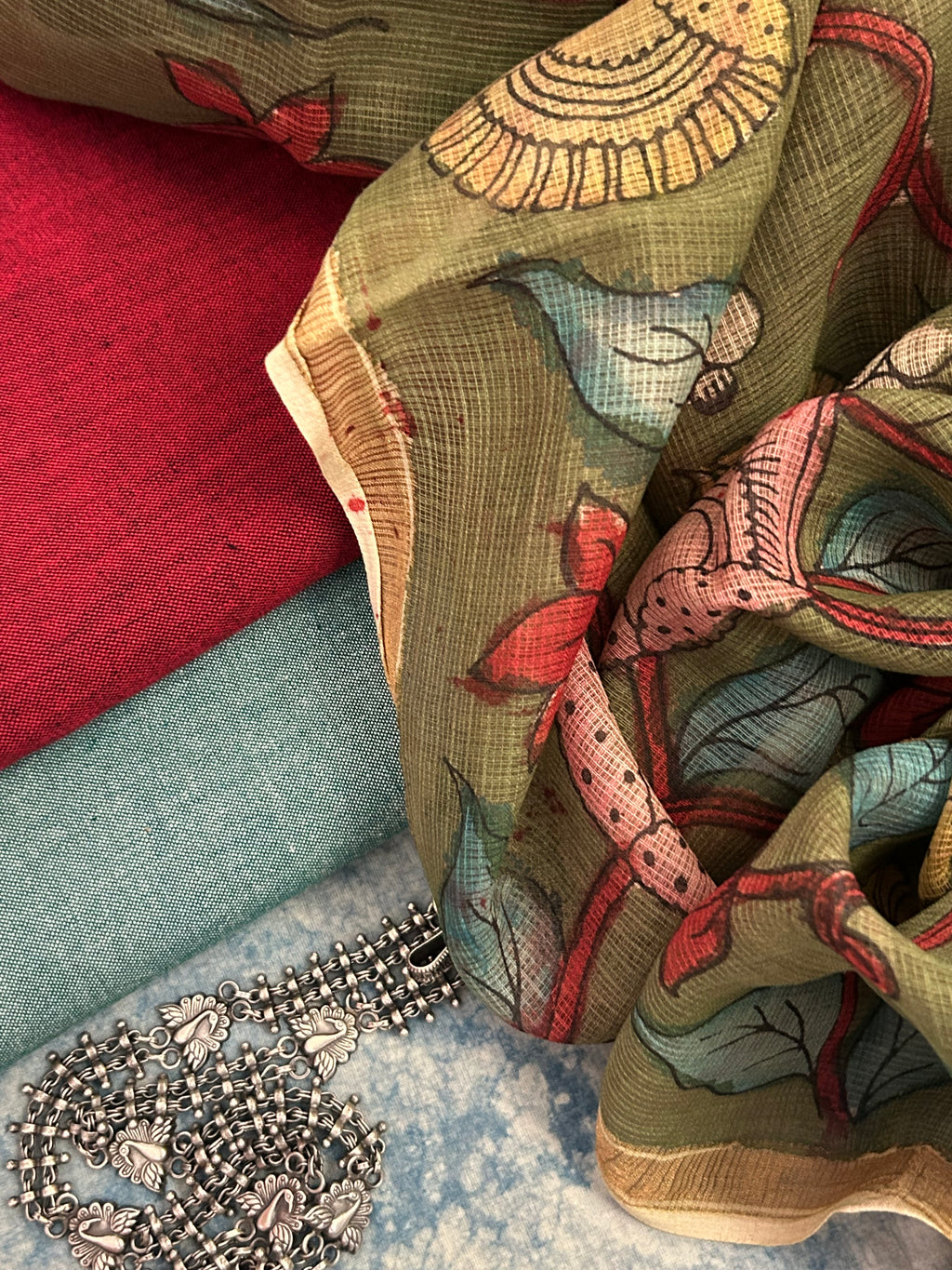 Handwoven Handpainted Kalamkari Set